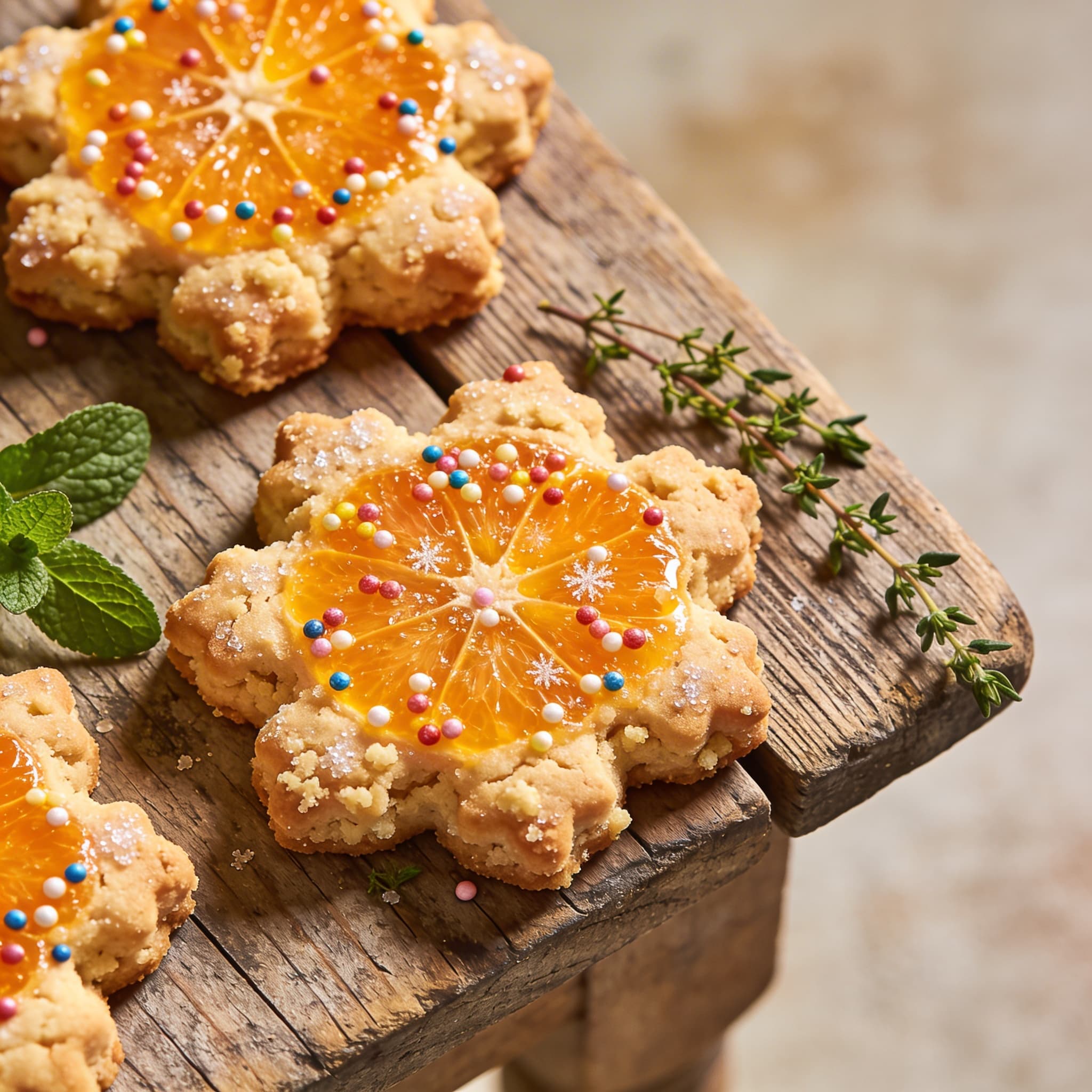 Fruchtige Orangen-Schneeblumen-Kekse