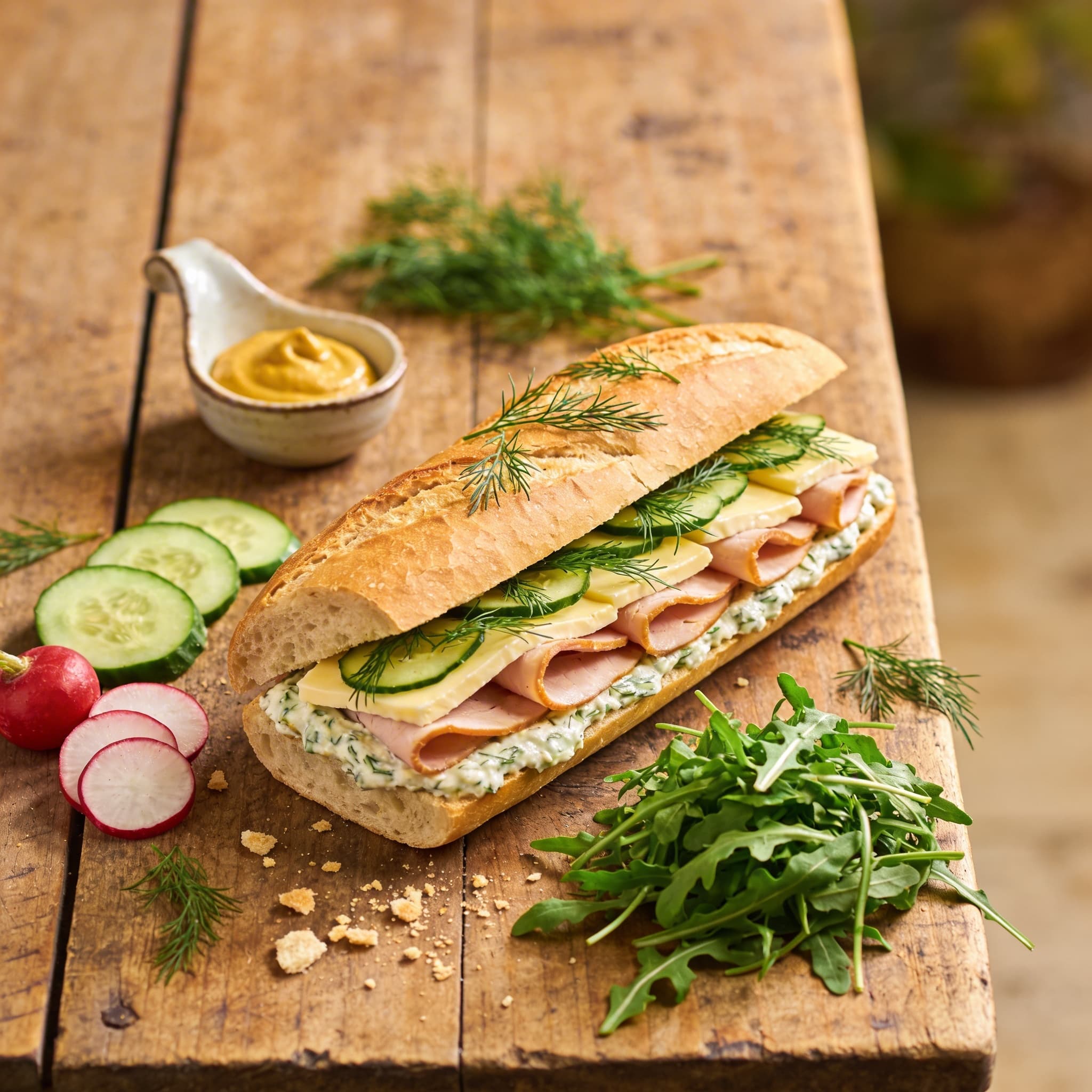 Frisches Puten-Käse-Baguette