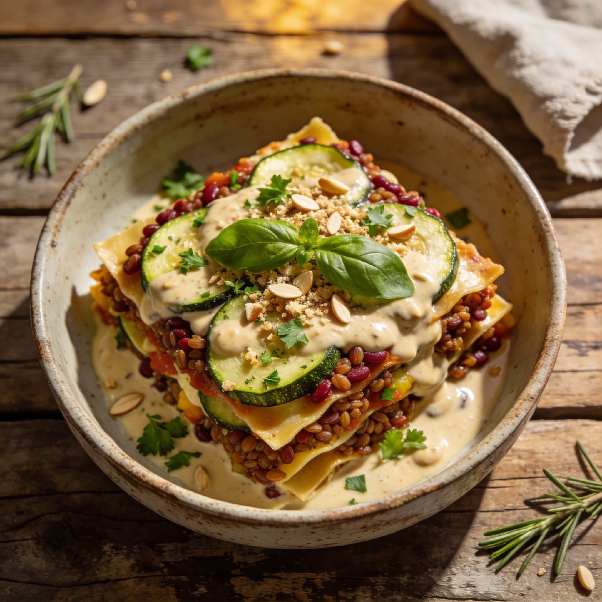 Vegetarische Linsen-Zucchini-Lasagne