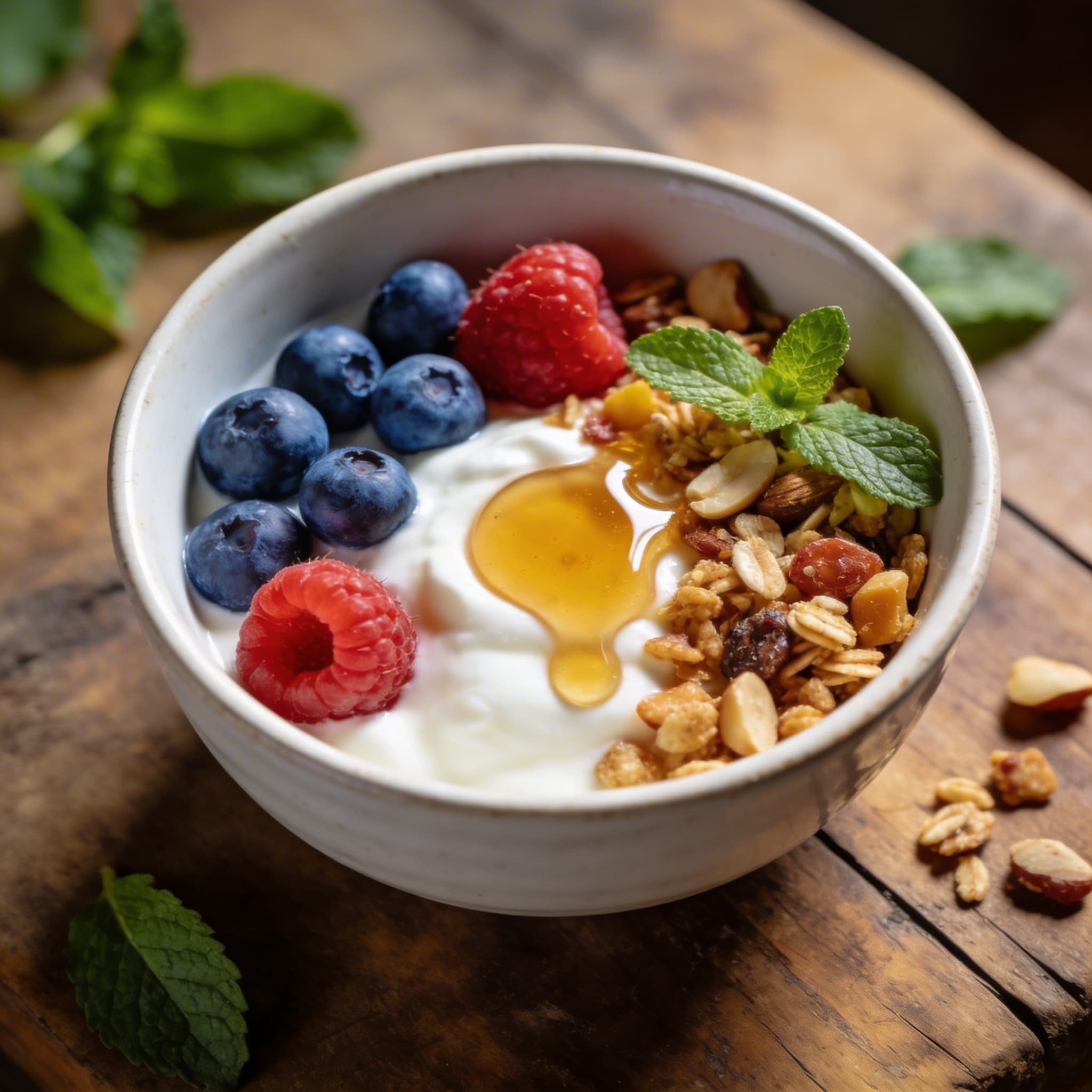 Frisches Beeren-Joghurt mit Müsli
