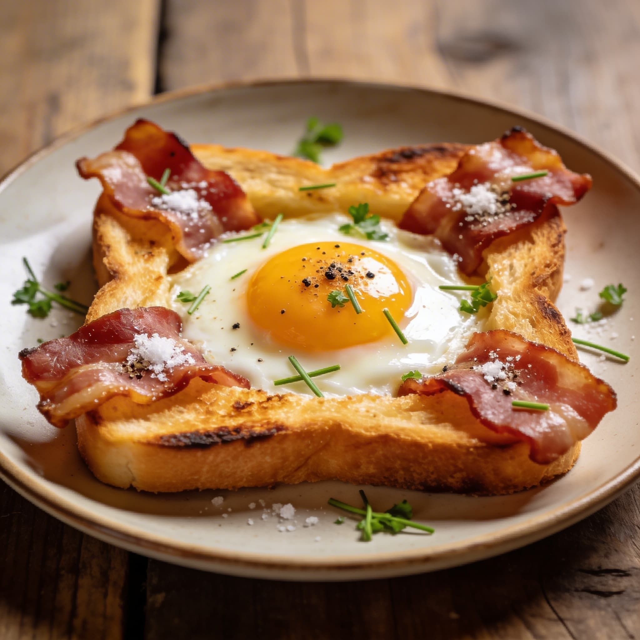 Krosses Spiegelei im Toastrahmen