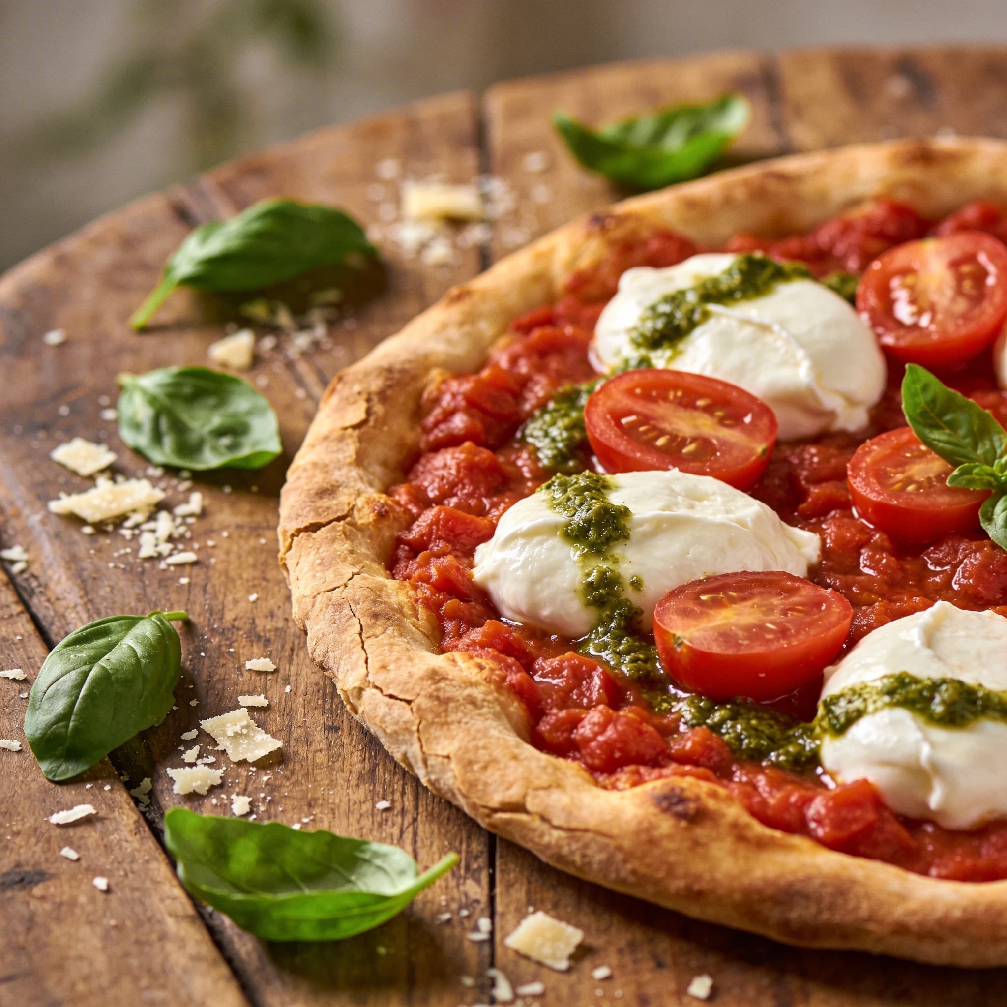 Knusprige Pinsa mit Burrata