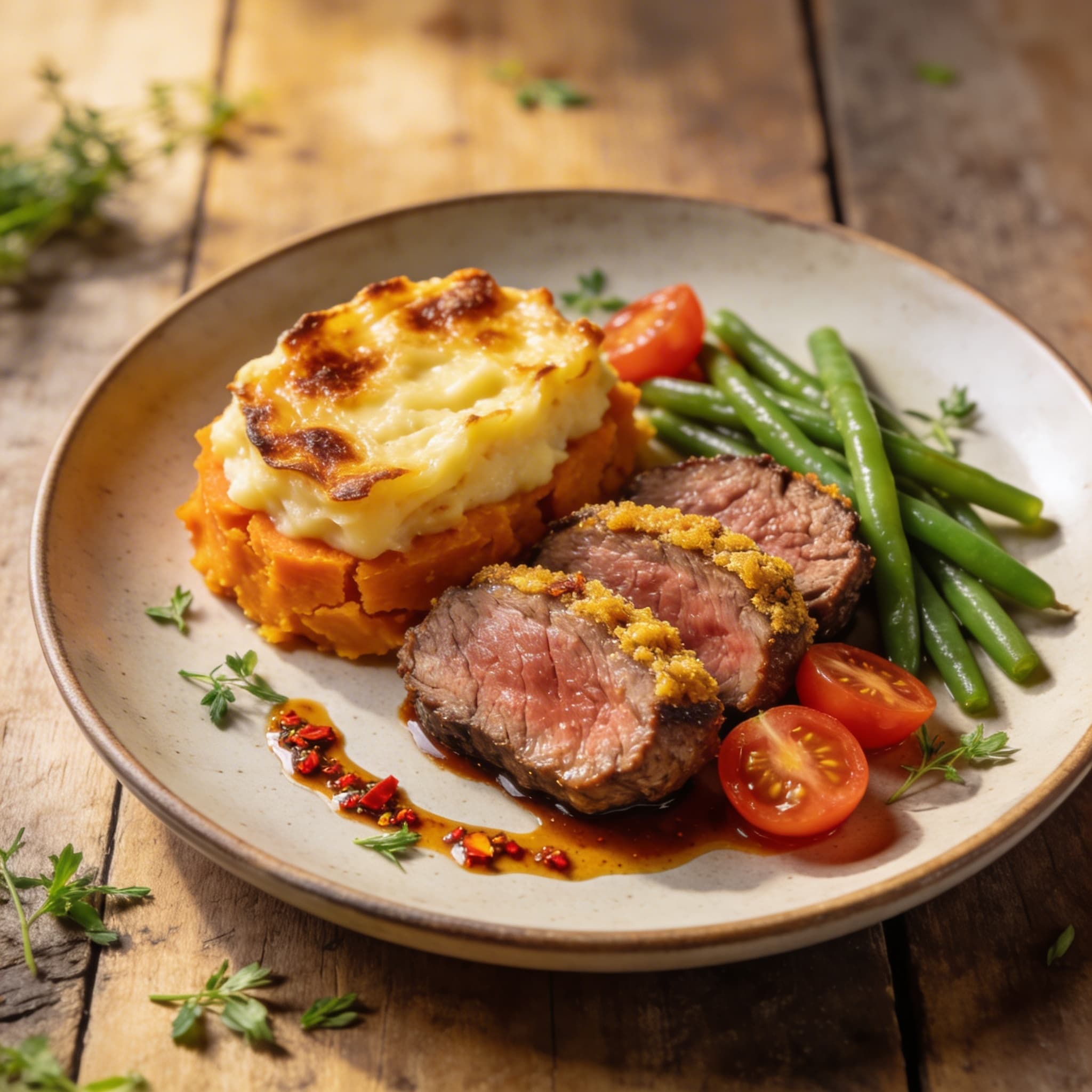 Lammfilet mit Süßkartoffelgratin