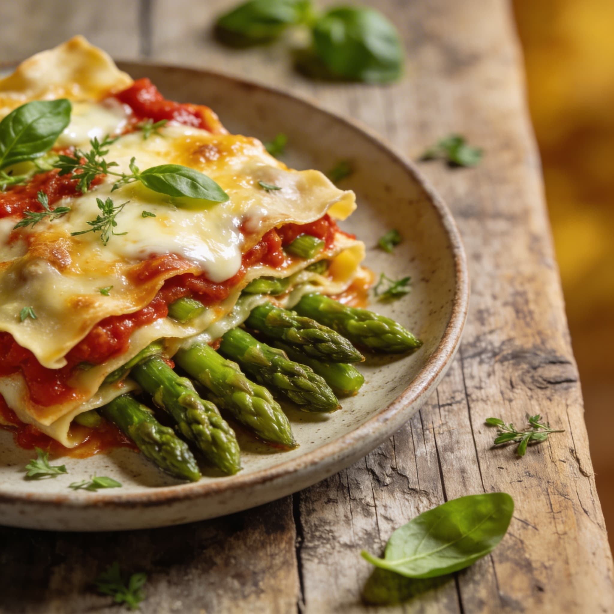 Grüne Spargel-Lasagne mit Mozzarella