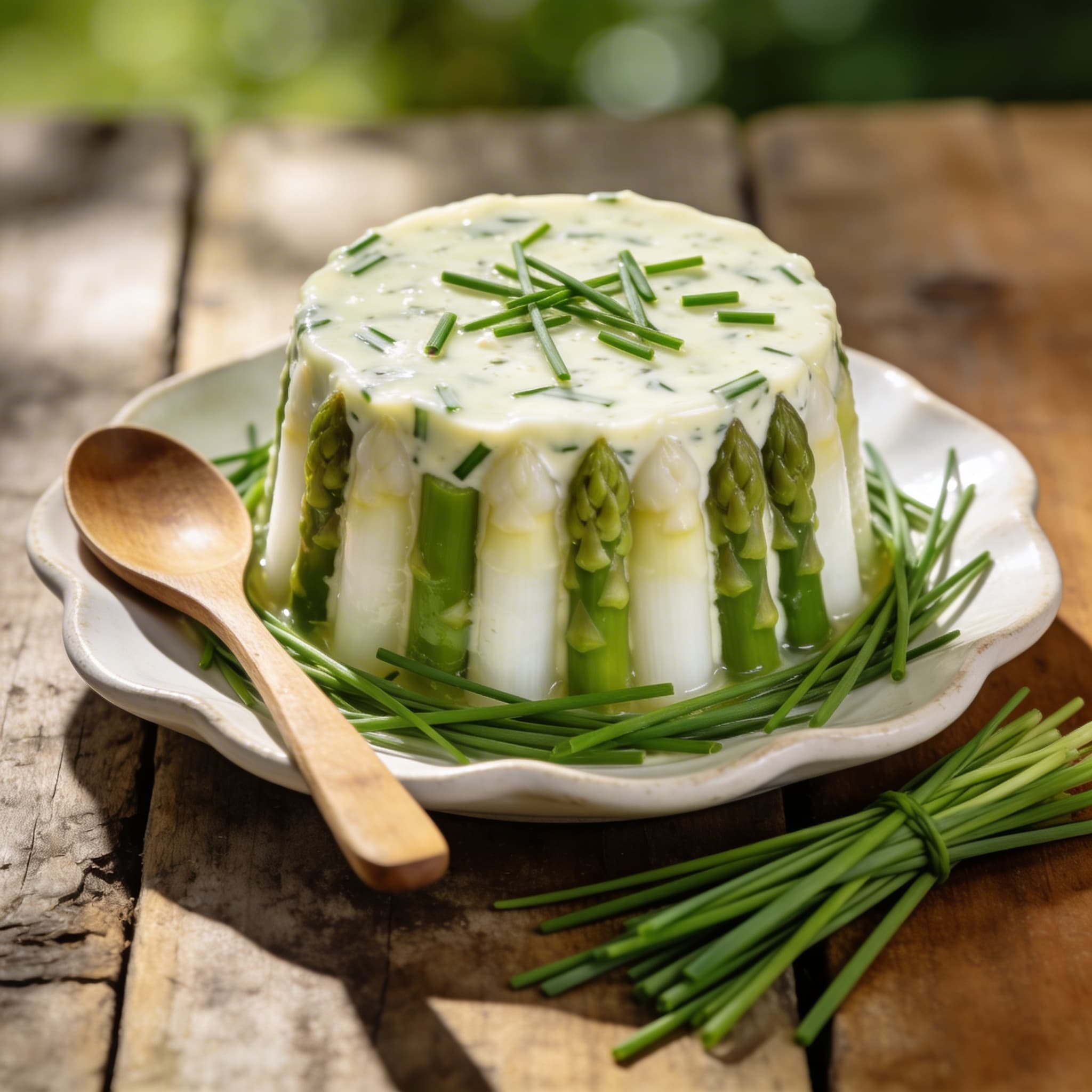 Frische Spargelsülze mit Schnittlauch
