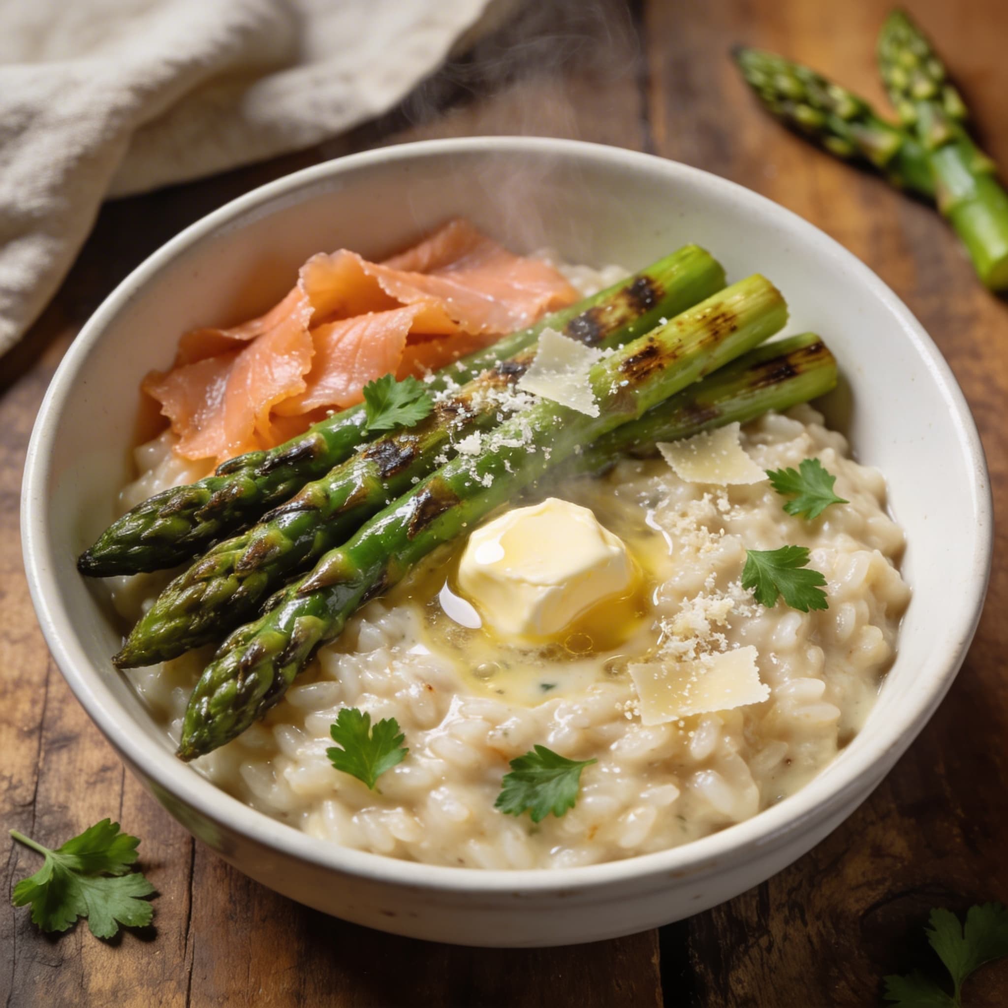 Risotto mit Spargel Lachs