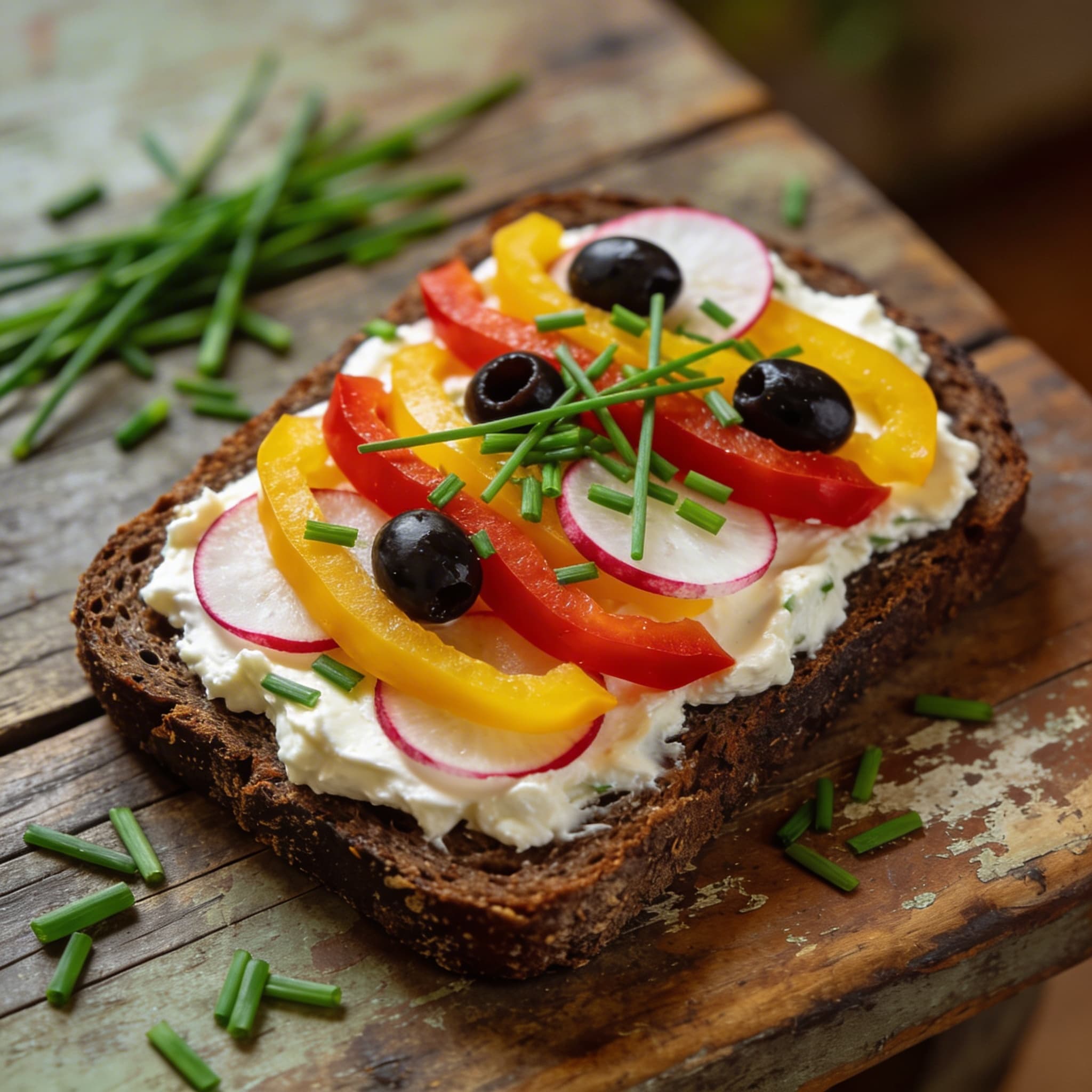 Herzhaftes Frischkäsebrot mit Gemüse