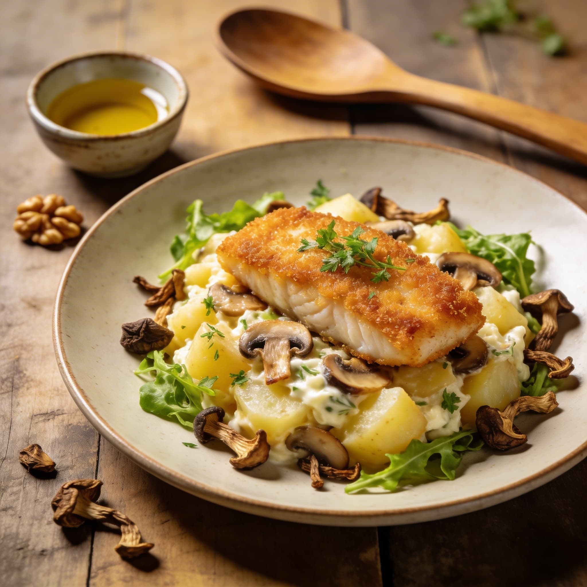 Kartoffel-Salat mit gebratenem Seeteufel