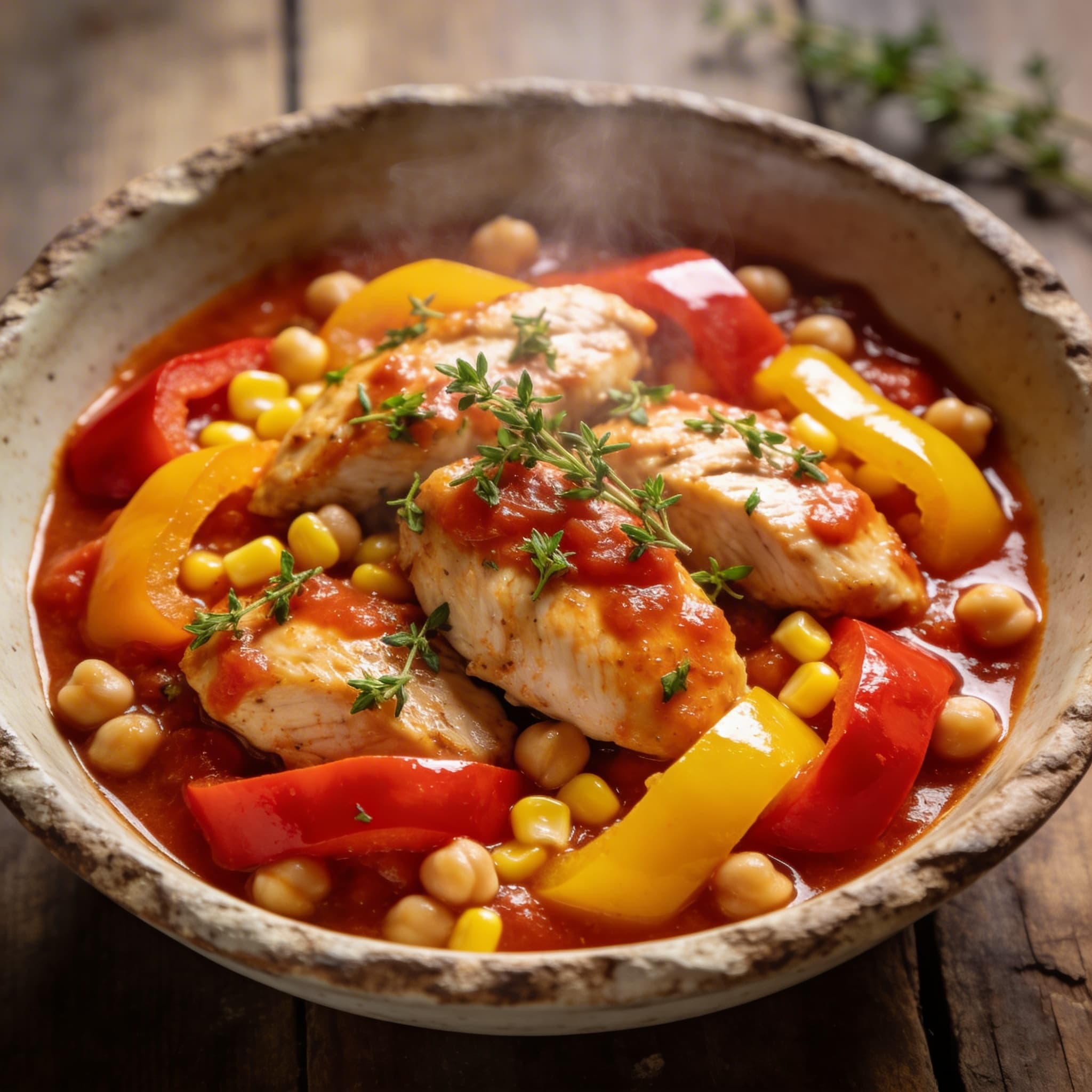 Herzhafte Paprika-Hähnchen-Pfanne