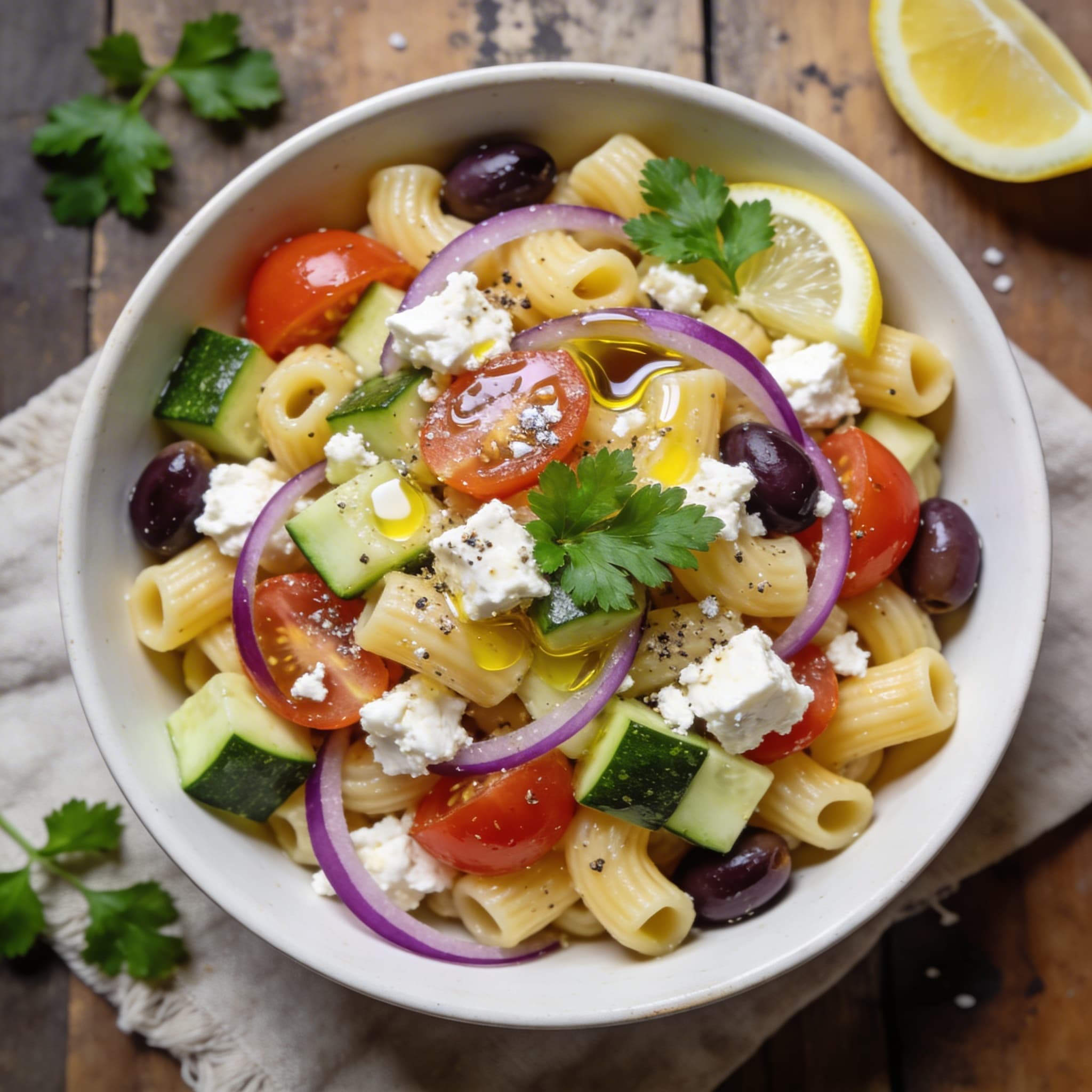 Bunter Feta Makkaroni Salat