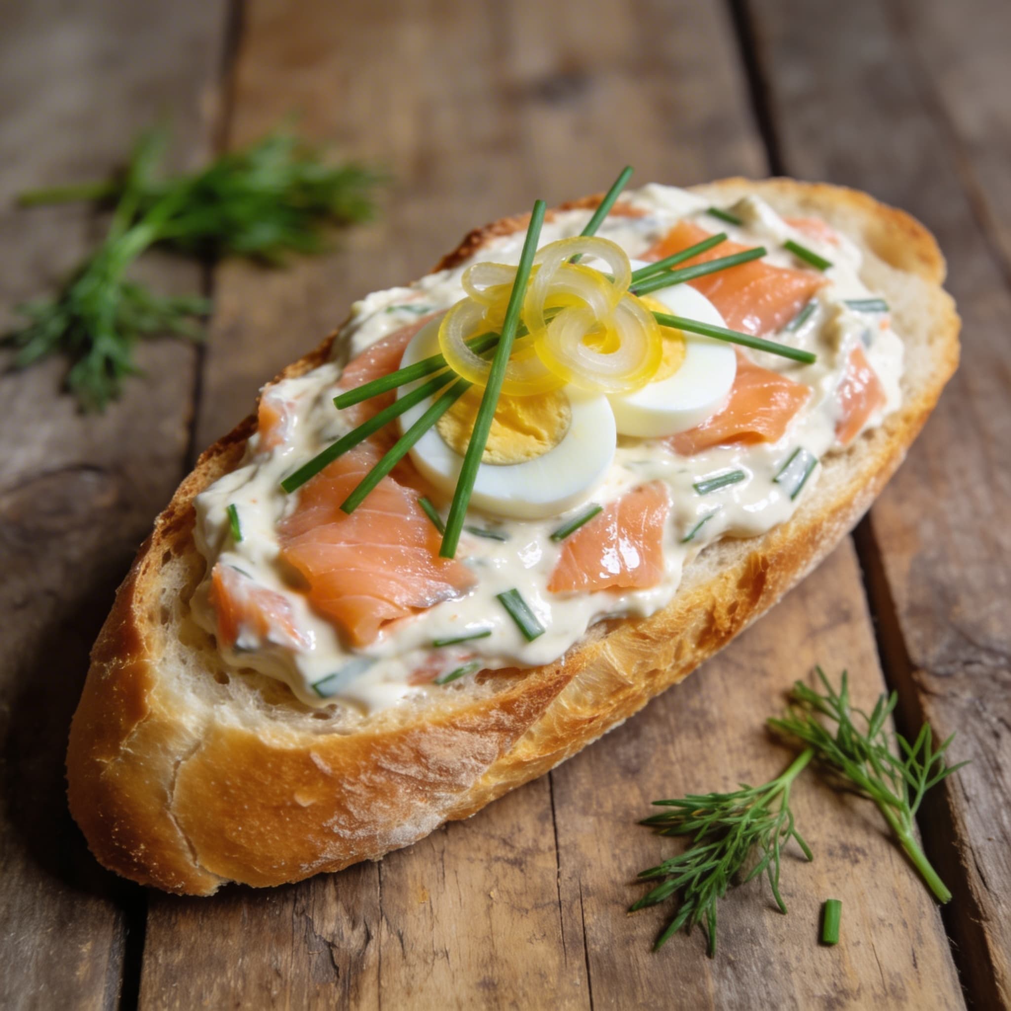 Baguette mit Forellen-Ei-Creme