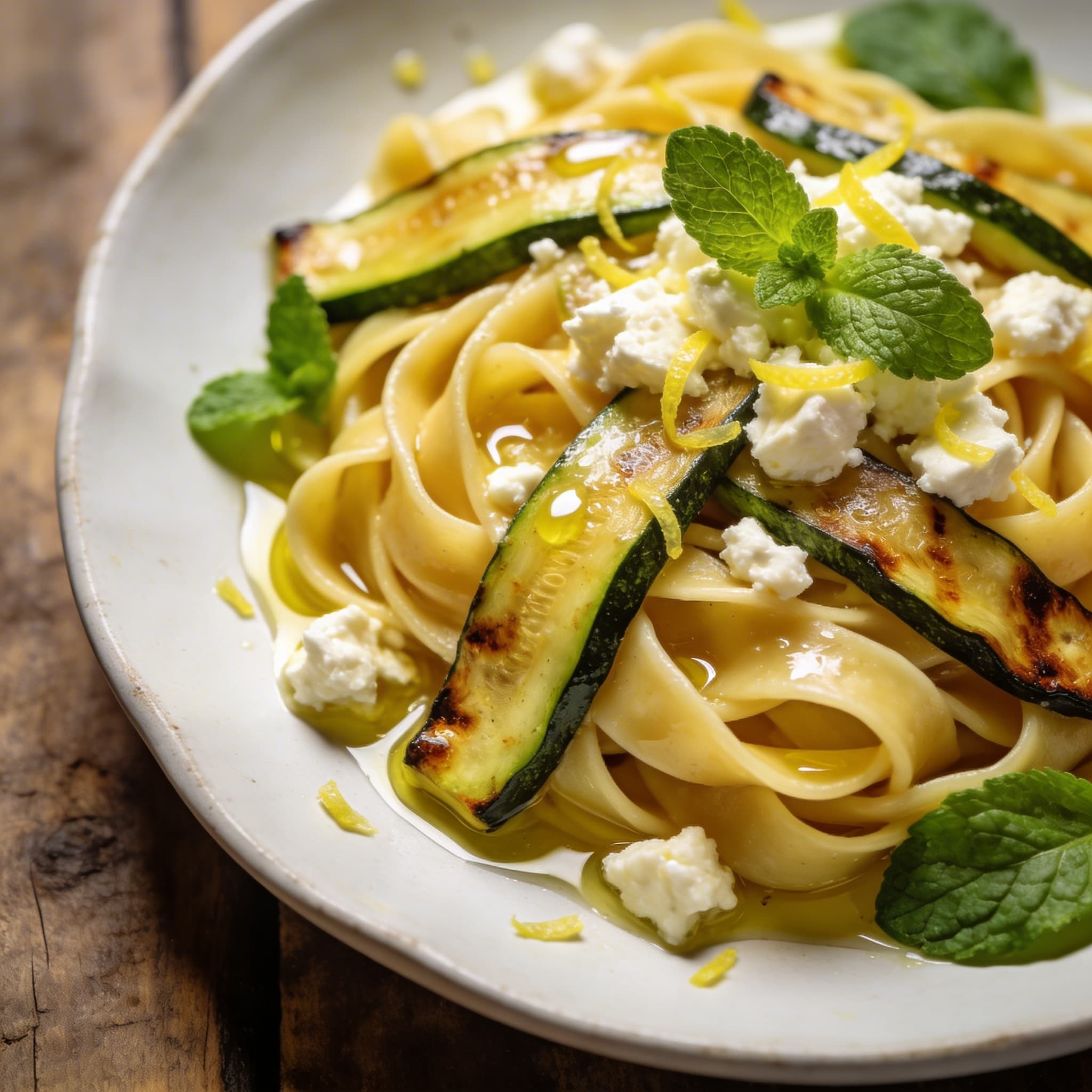 Zucchini-Feta-Pasta mit Minze
