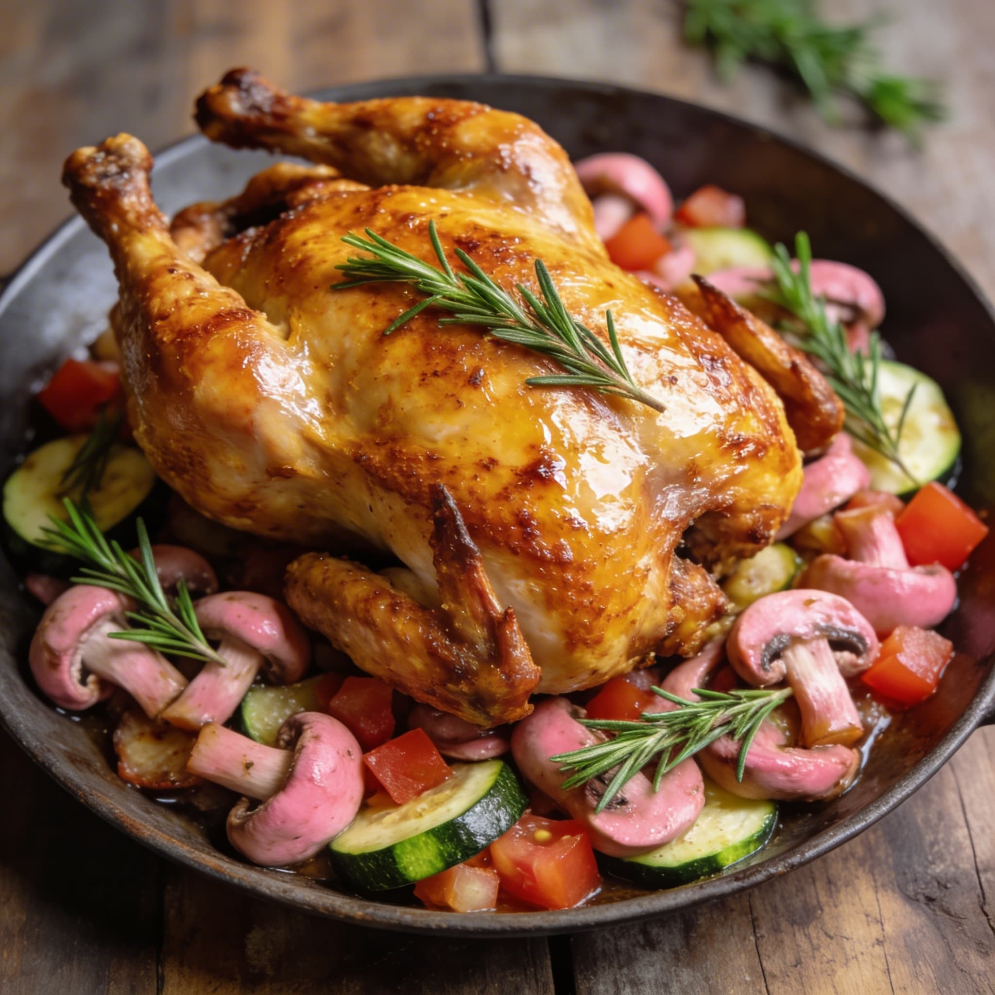 Ofenhähnchen auf mediterranem Gemüse