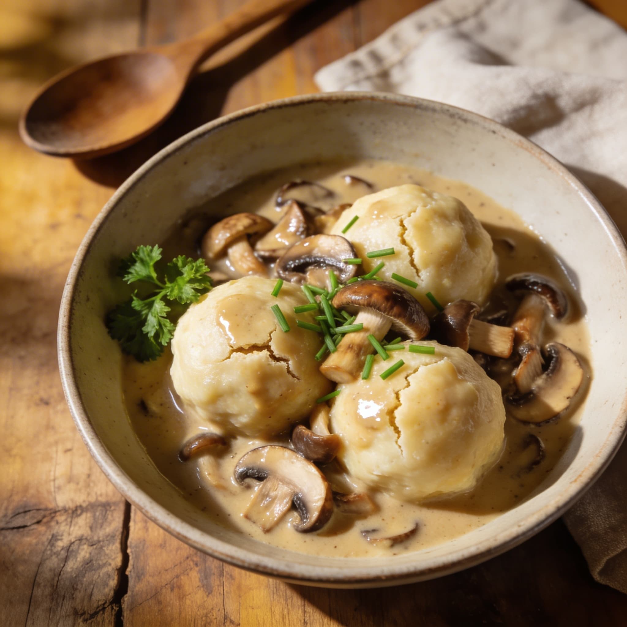 Böhmische Knödel mit Pilzragout