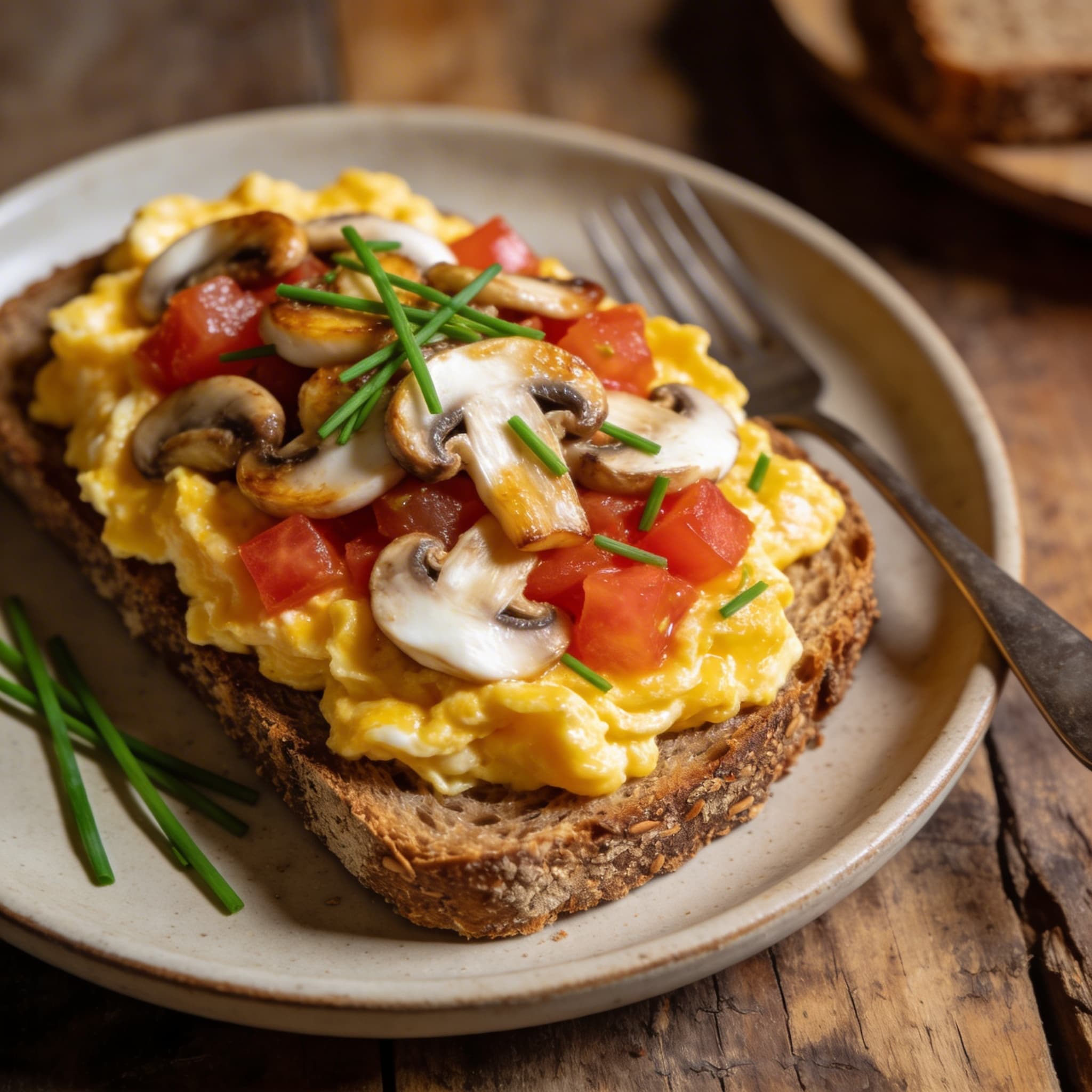 Herzhaftes Pilz-Tomaten-Rührei