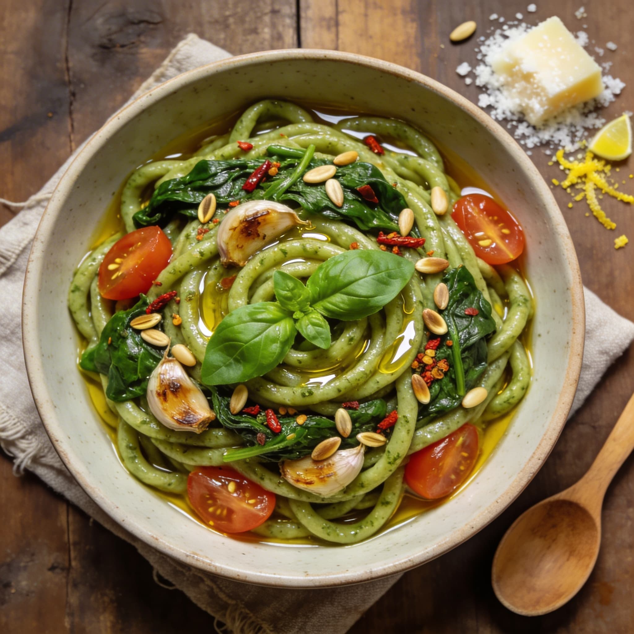 Selbstgemachte grüne Spinat-Pici