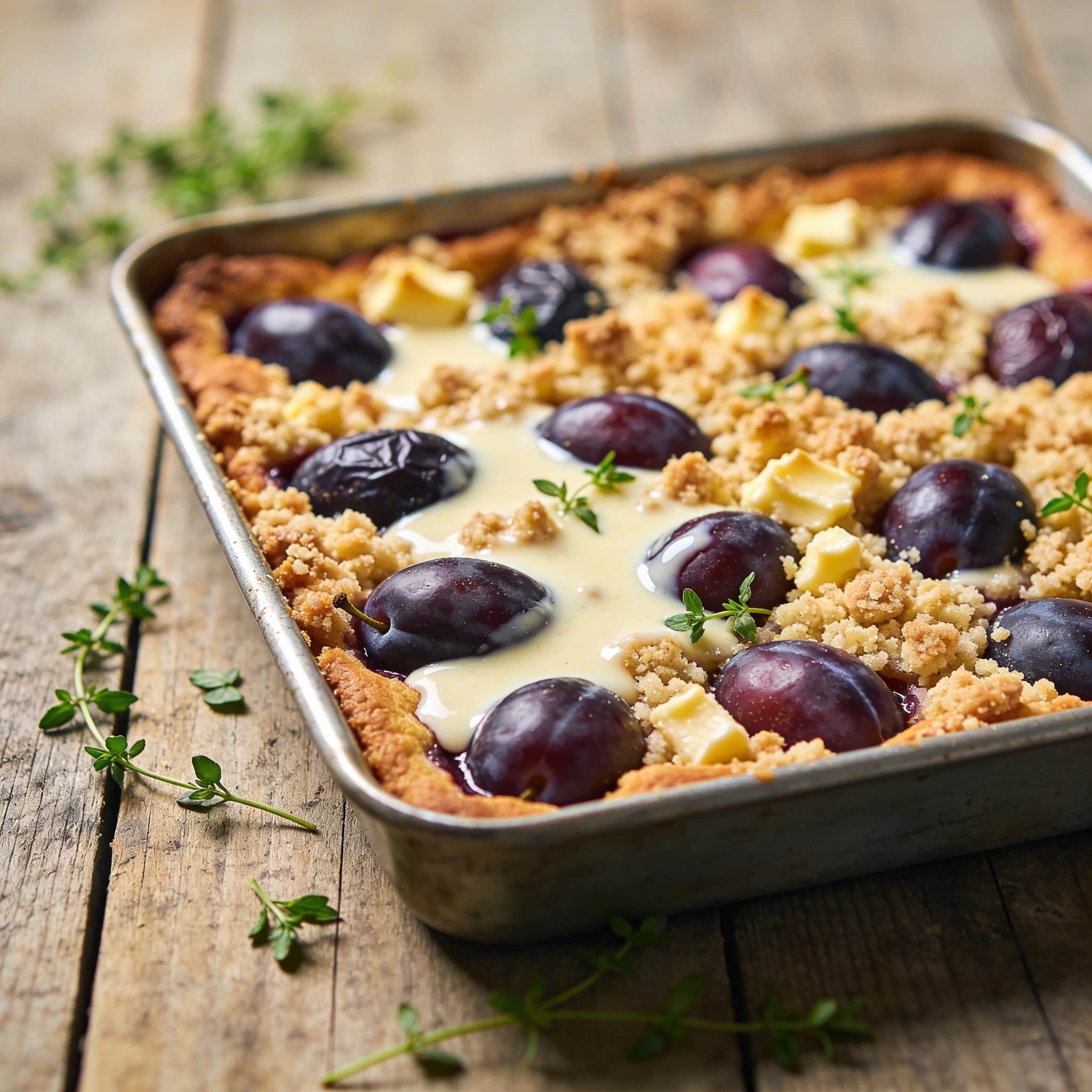 Pflaumen Streuselkuchen mit Guss