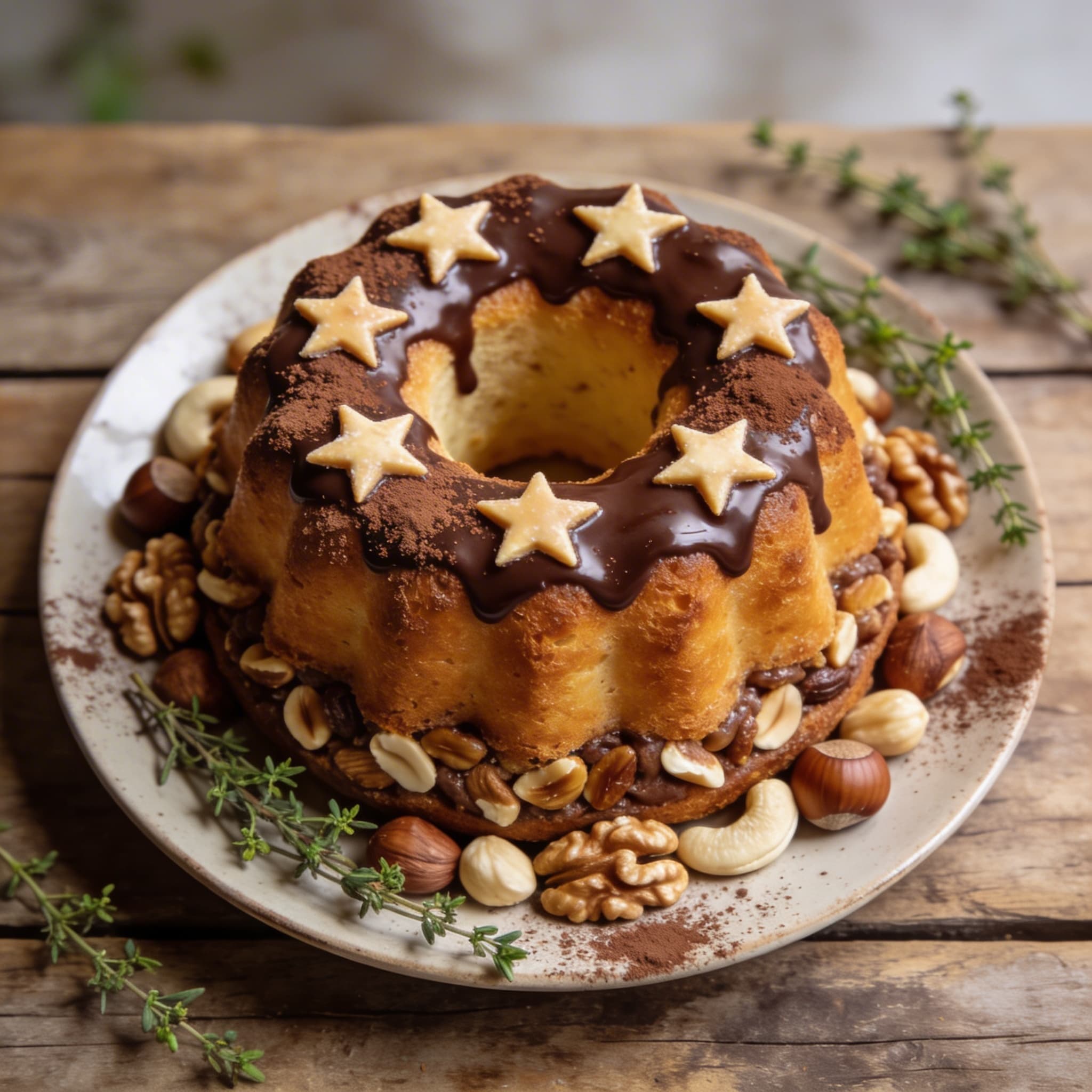 Nuss-Marzipan-Gugelhupf mit Schokolade