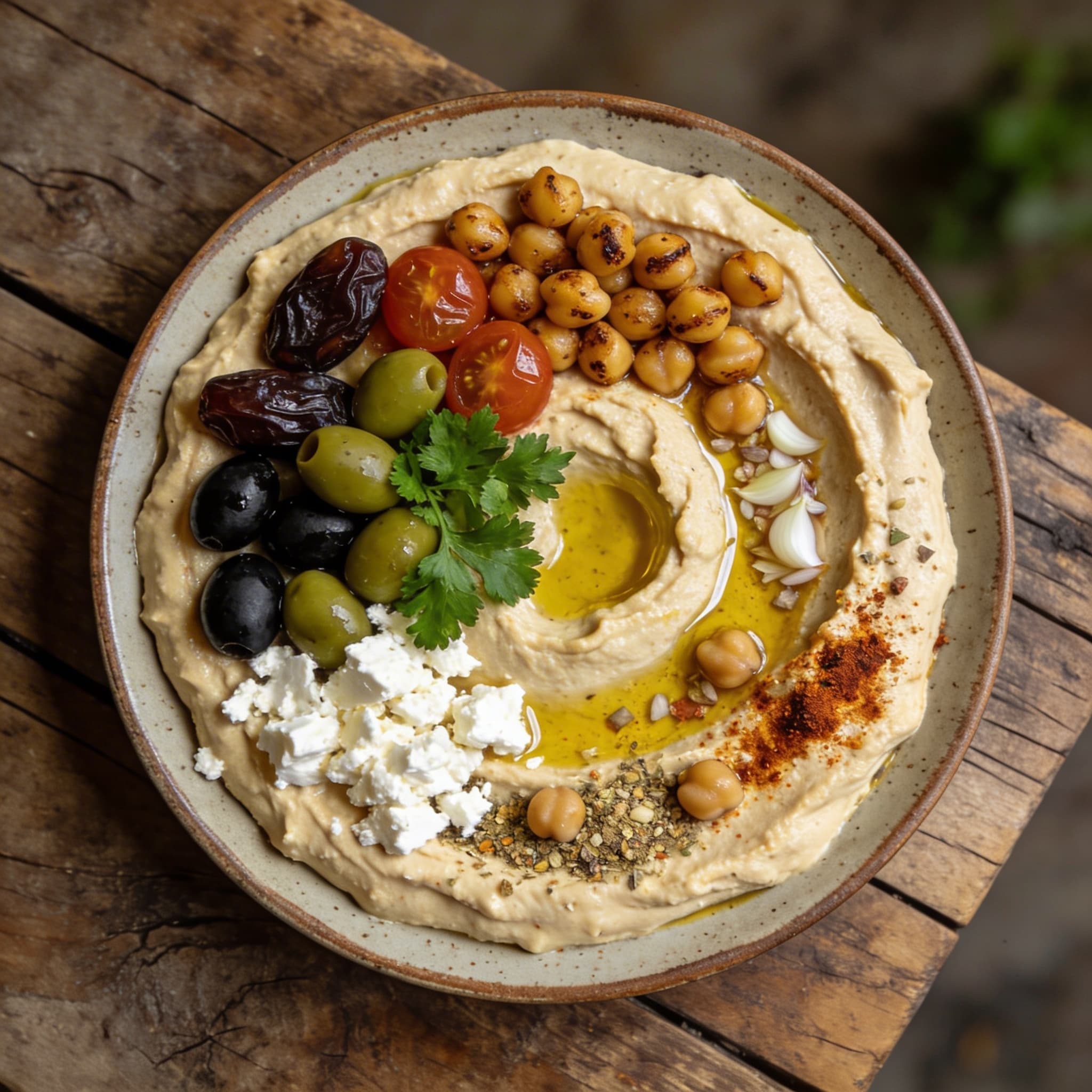 Bunter Hummus mit Toppings