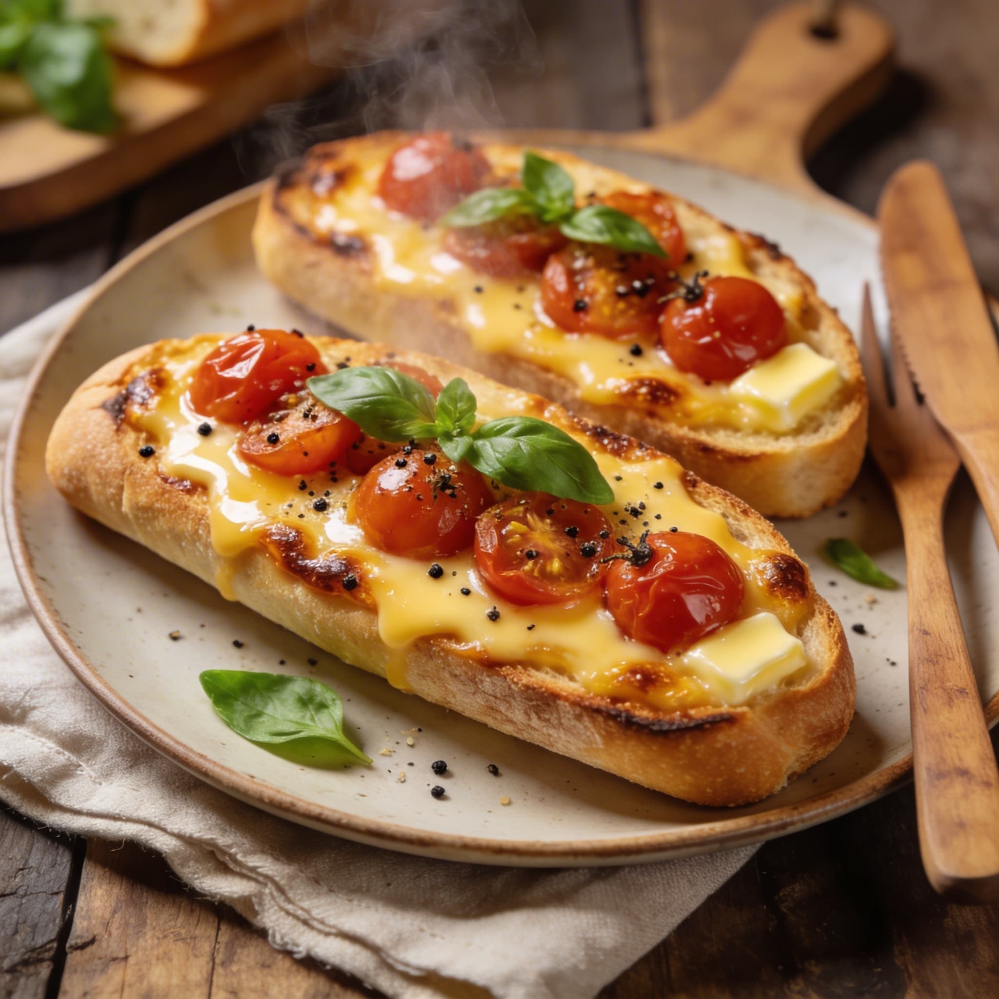 Überbackenes Käse-Tomaten-Ciabatta