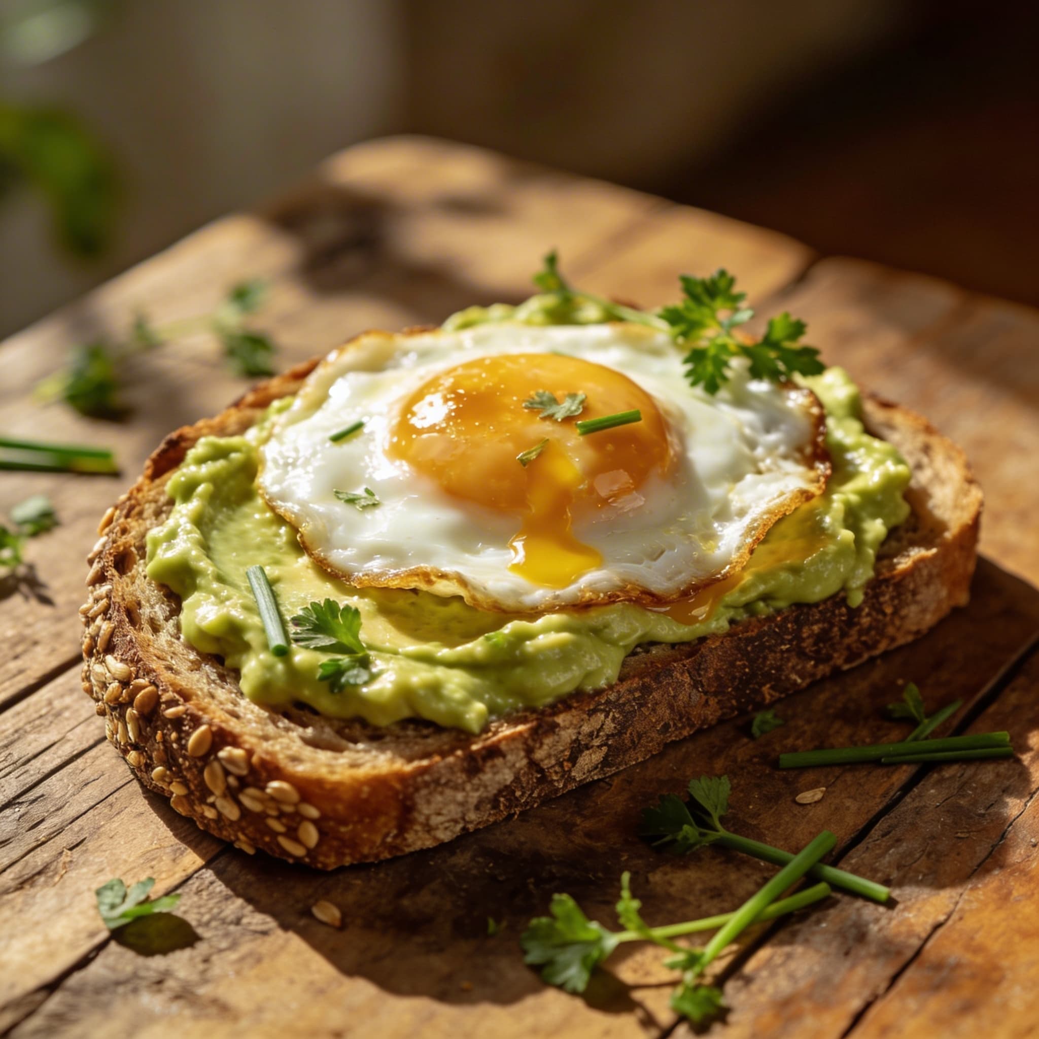 Roggenbrot mit Avocado und Spiegelei