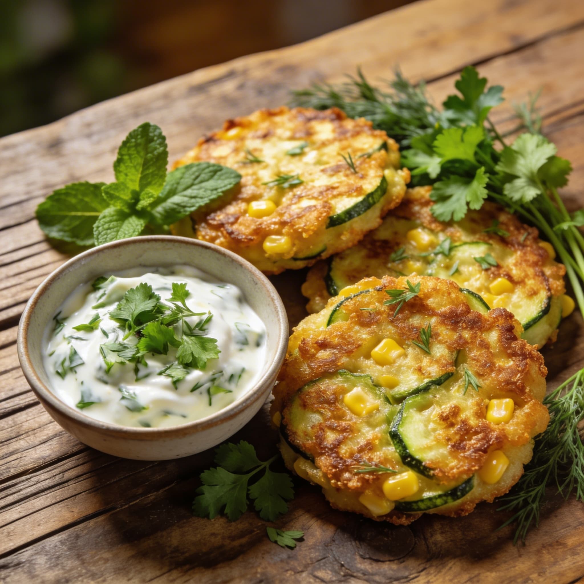 Knusprige Zucchini-Mais-Puffer