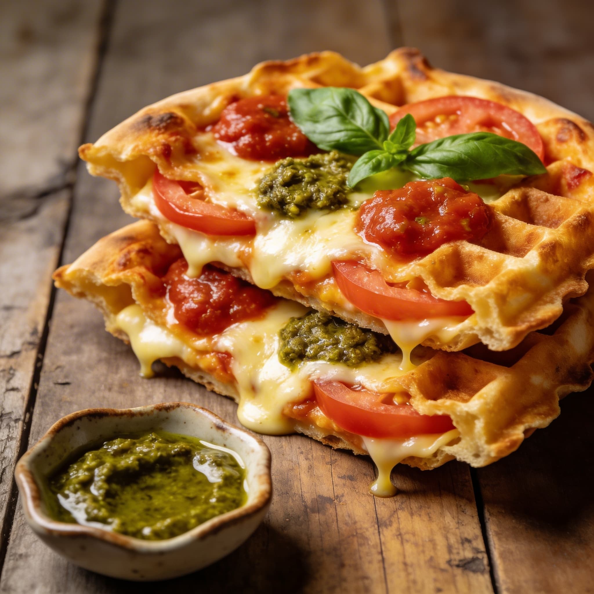 Knusprige Pizza-Waffeln mit Gruyère