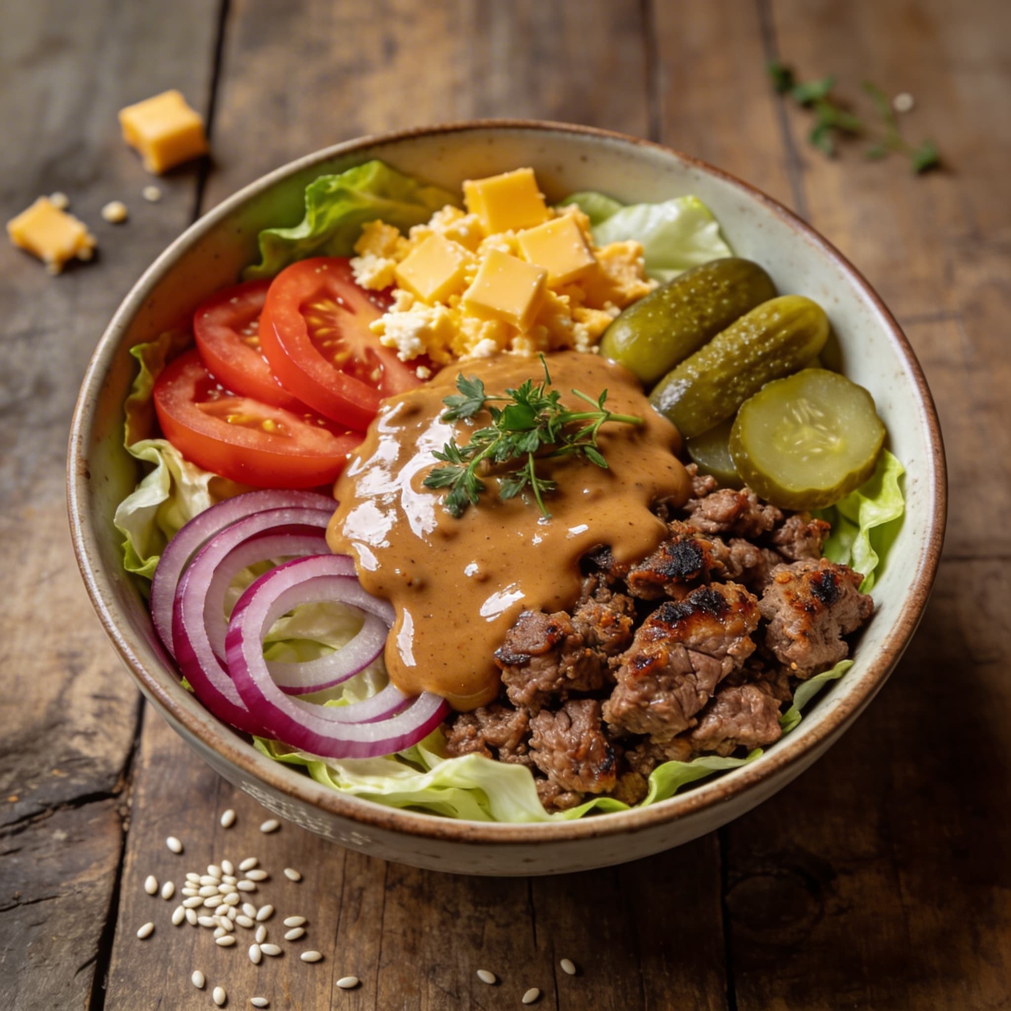 Low-Carb Big Mac Bowl
