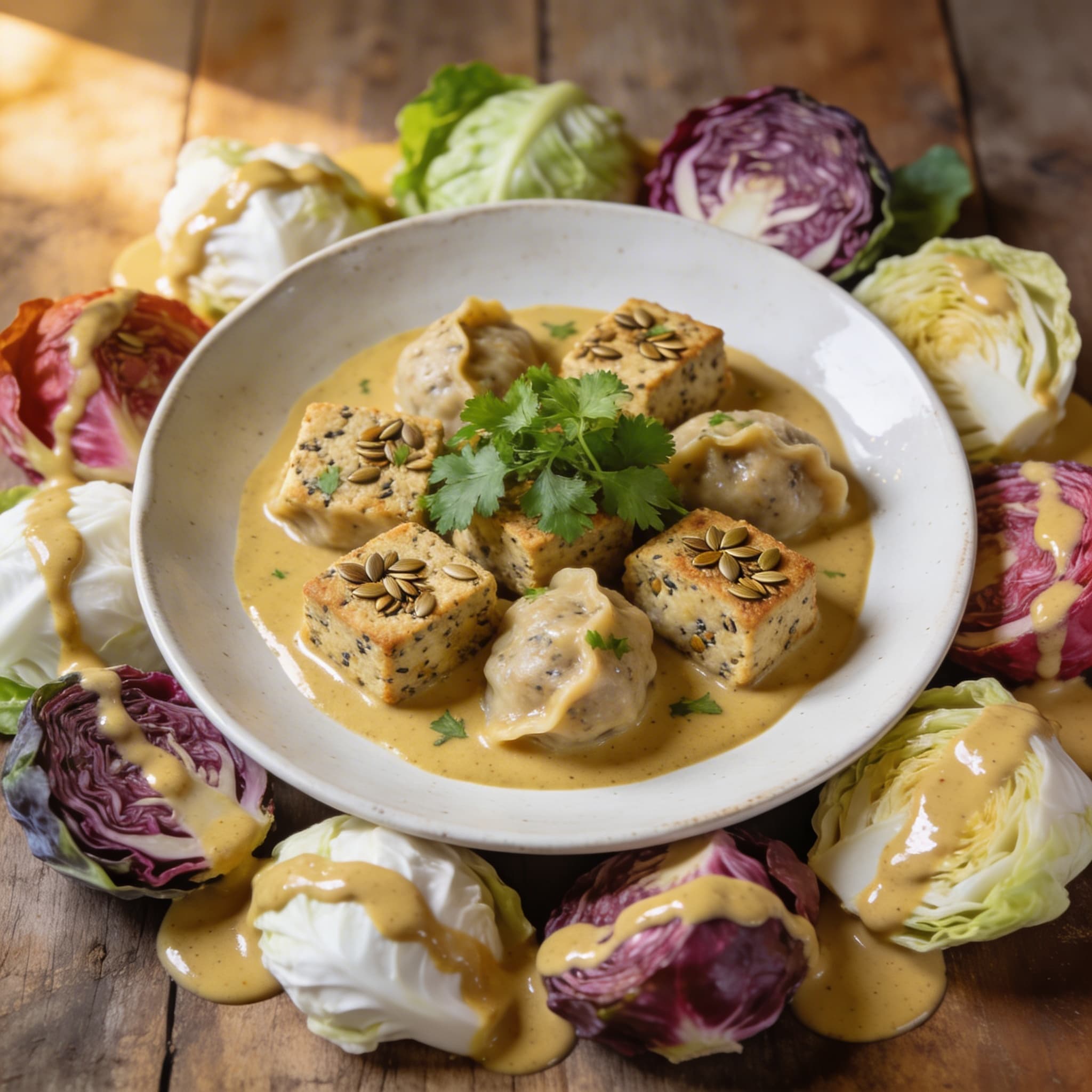 Würzige Tofuklößchen mit Currysoße