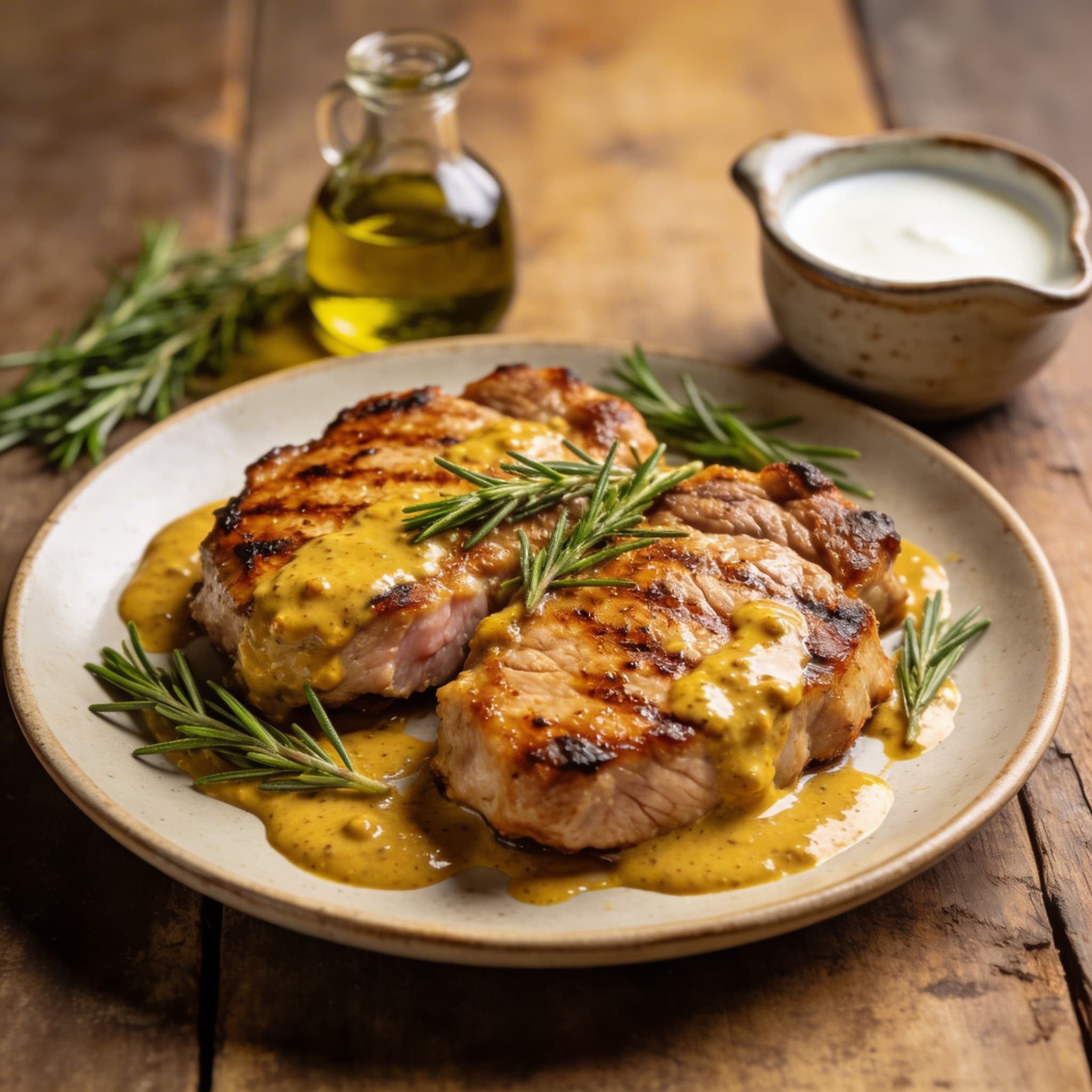 Gegrillte Nackenkoteletts in Senfmarinade