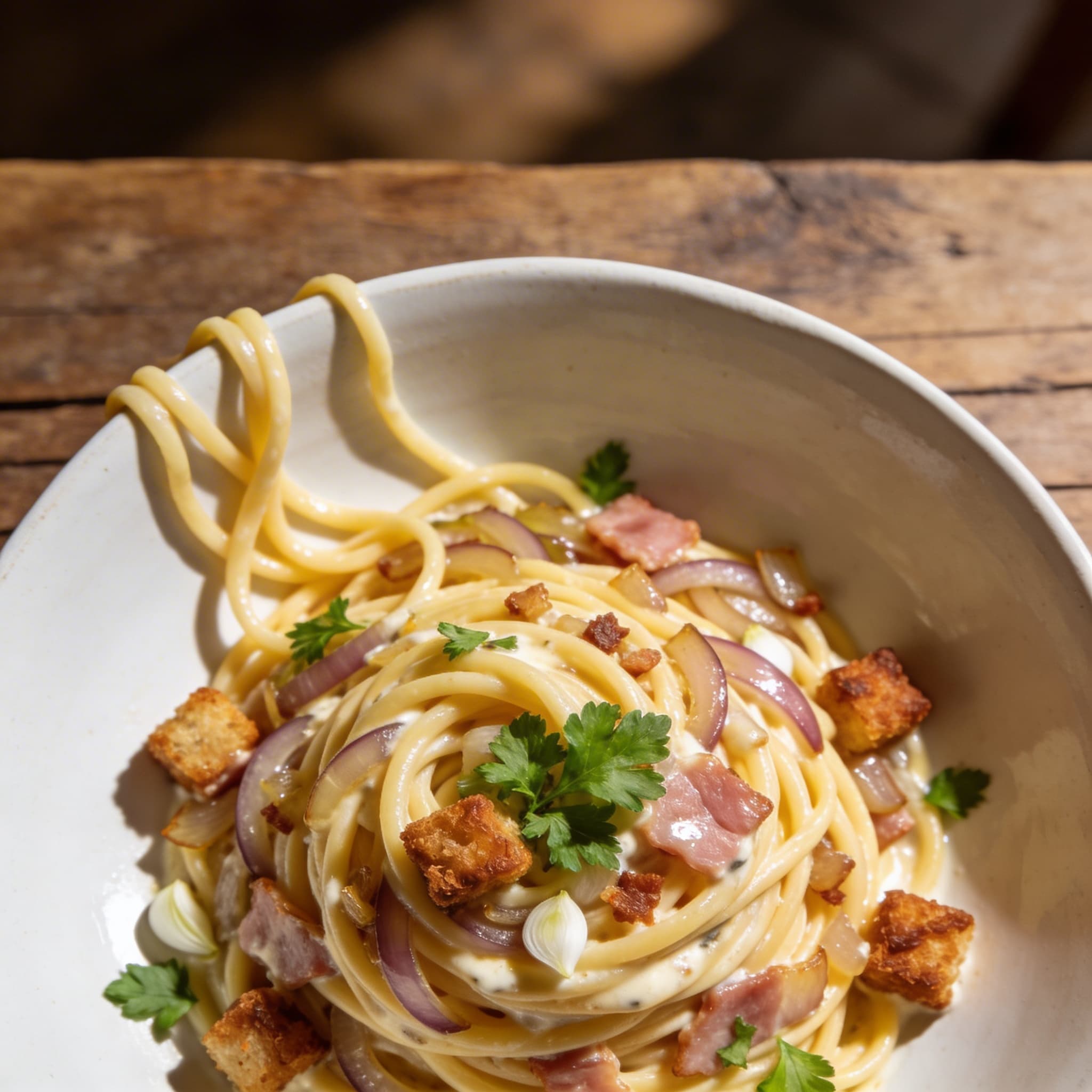 Leichte Spaghetti Carbonara Variante