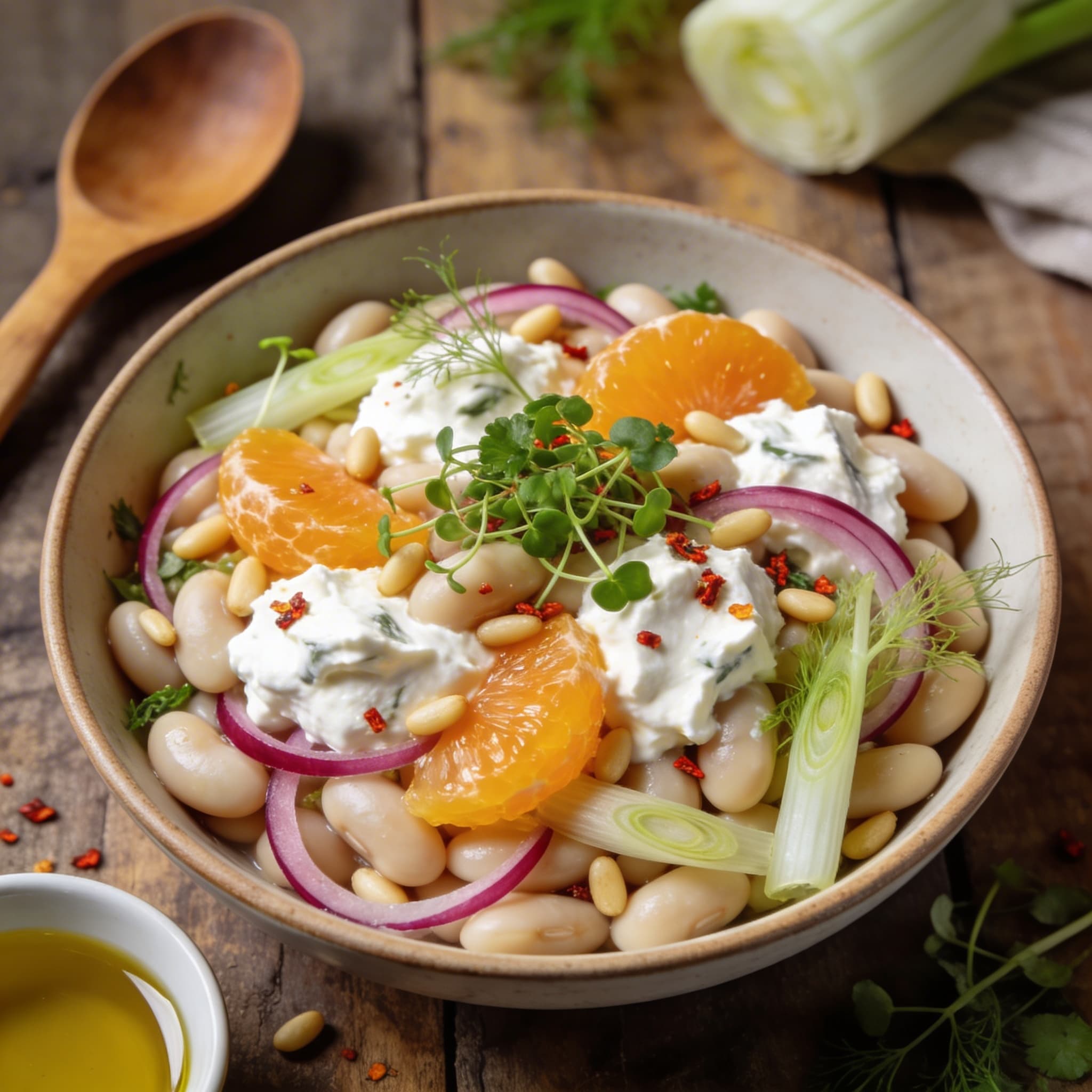 Bohnensalat mit Whipped Feta