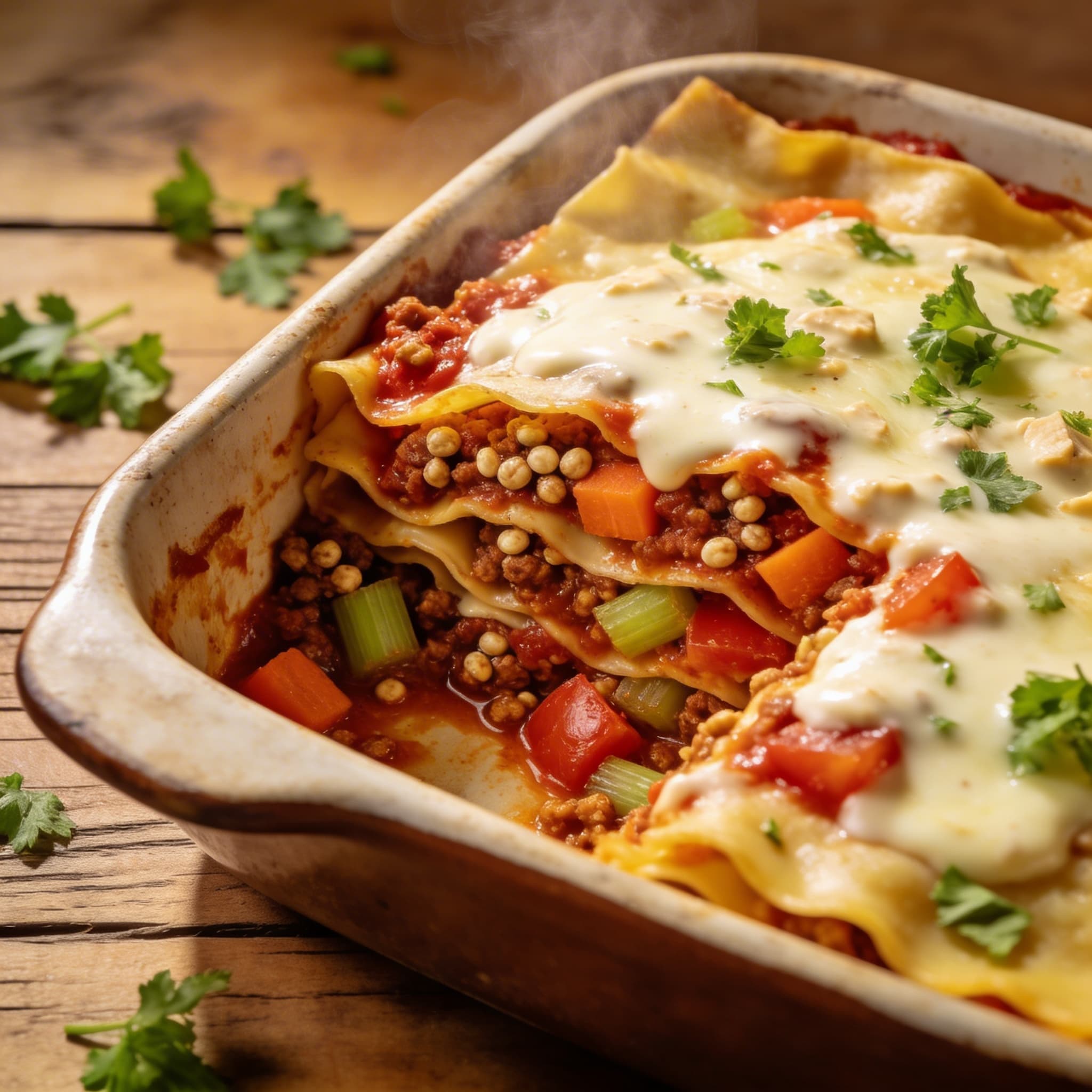 Herzhafte vegane Lasagne Bolognese