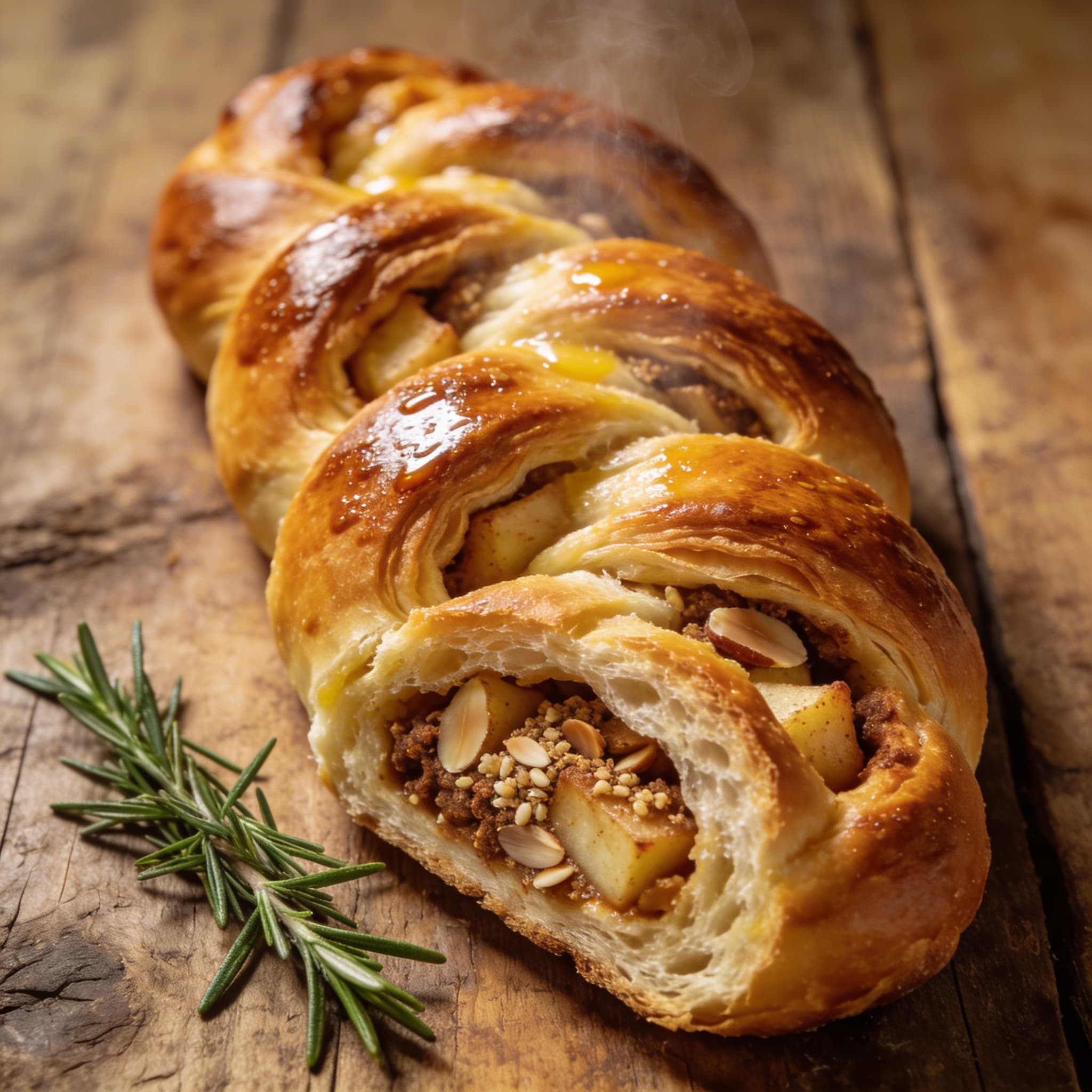 Gefüllter Apfel-Hefezopf