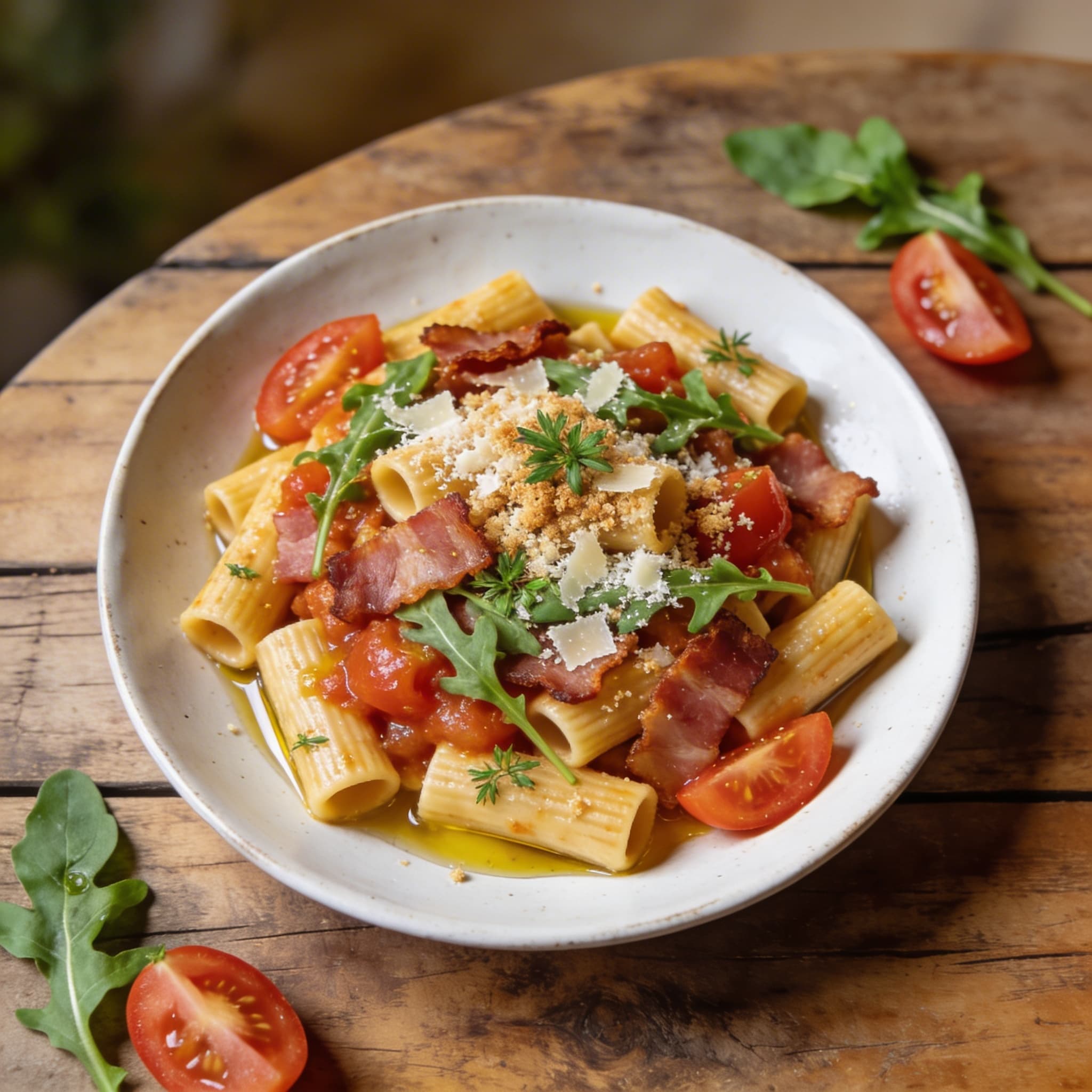 Würzige BLT-Pasta mit Speck