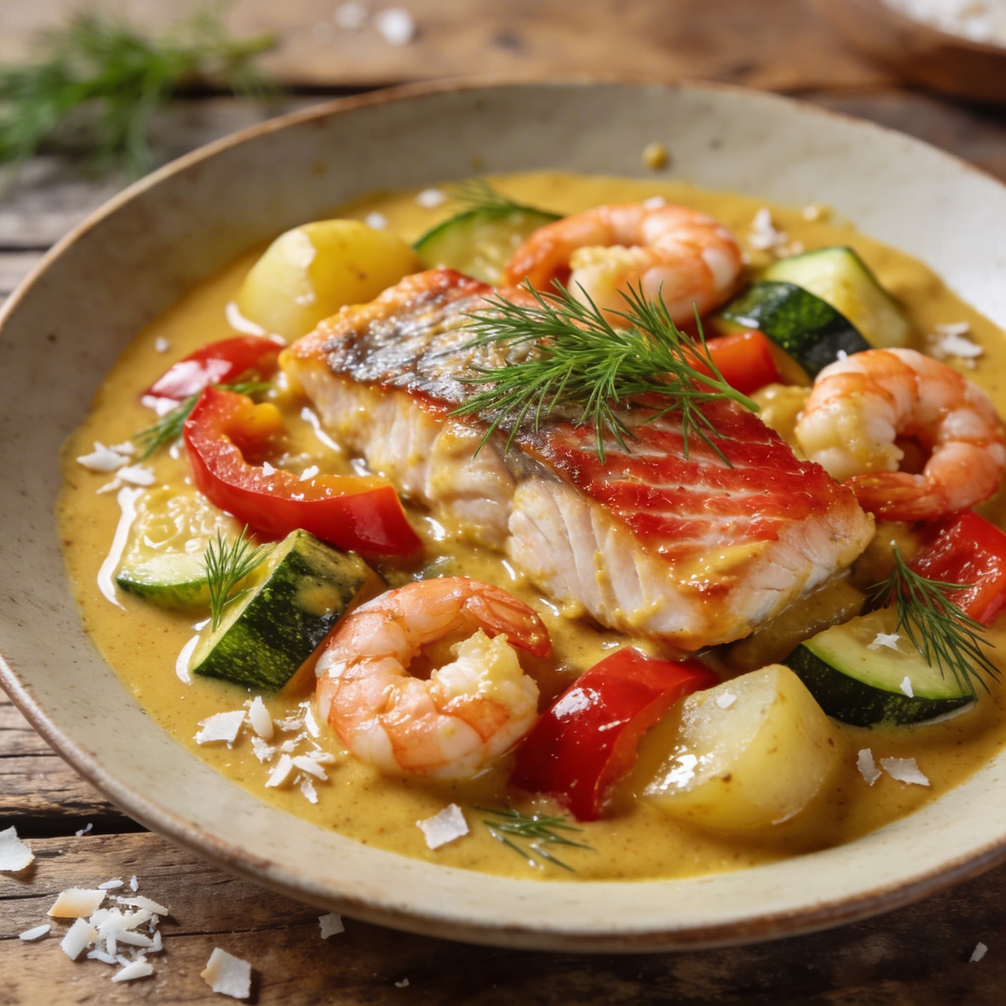 Fisch-Curry mit buntem Gemüse