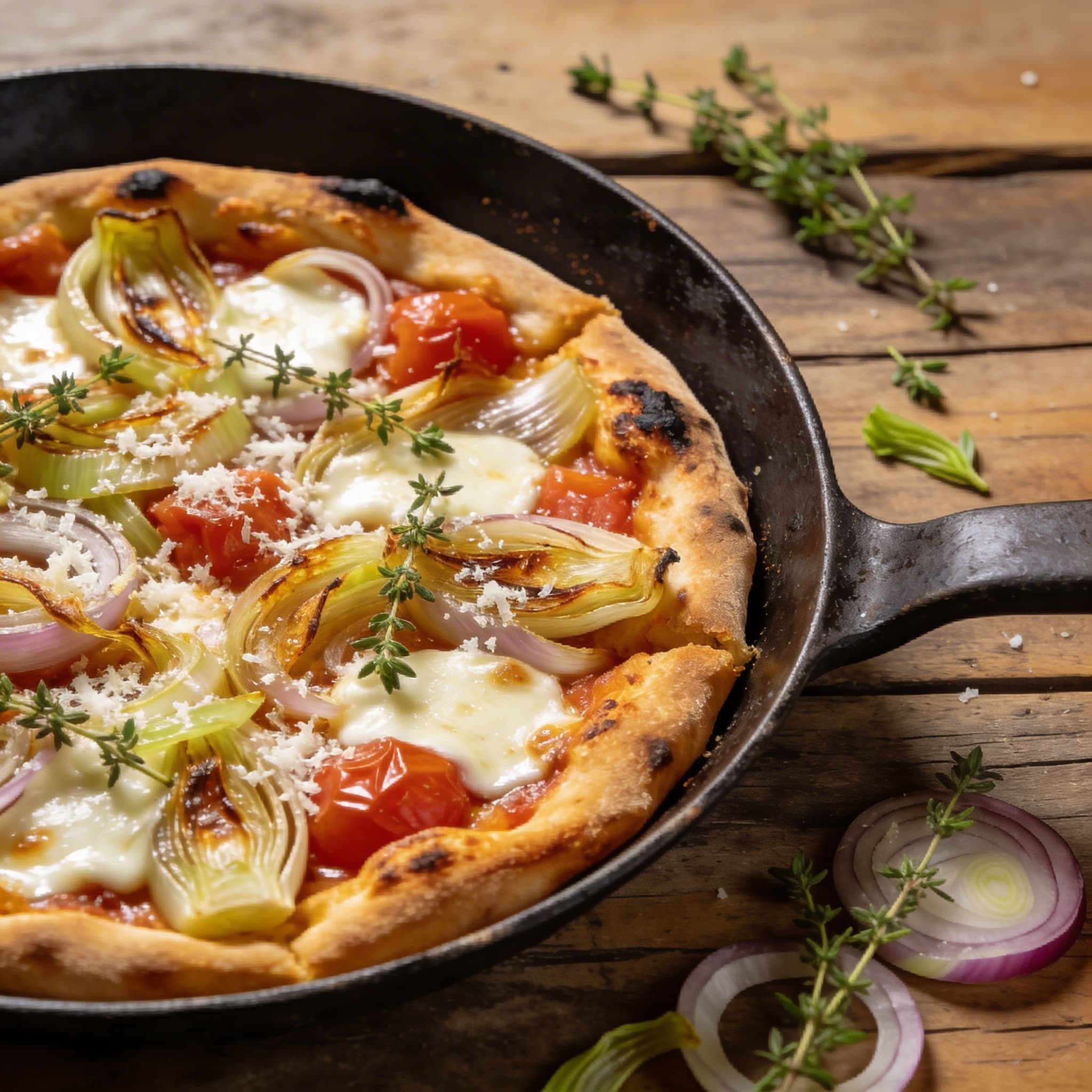 Würzige Pfannen-Pizza mit Fenchel