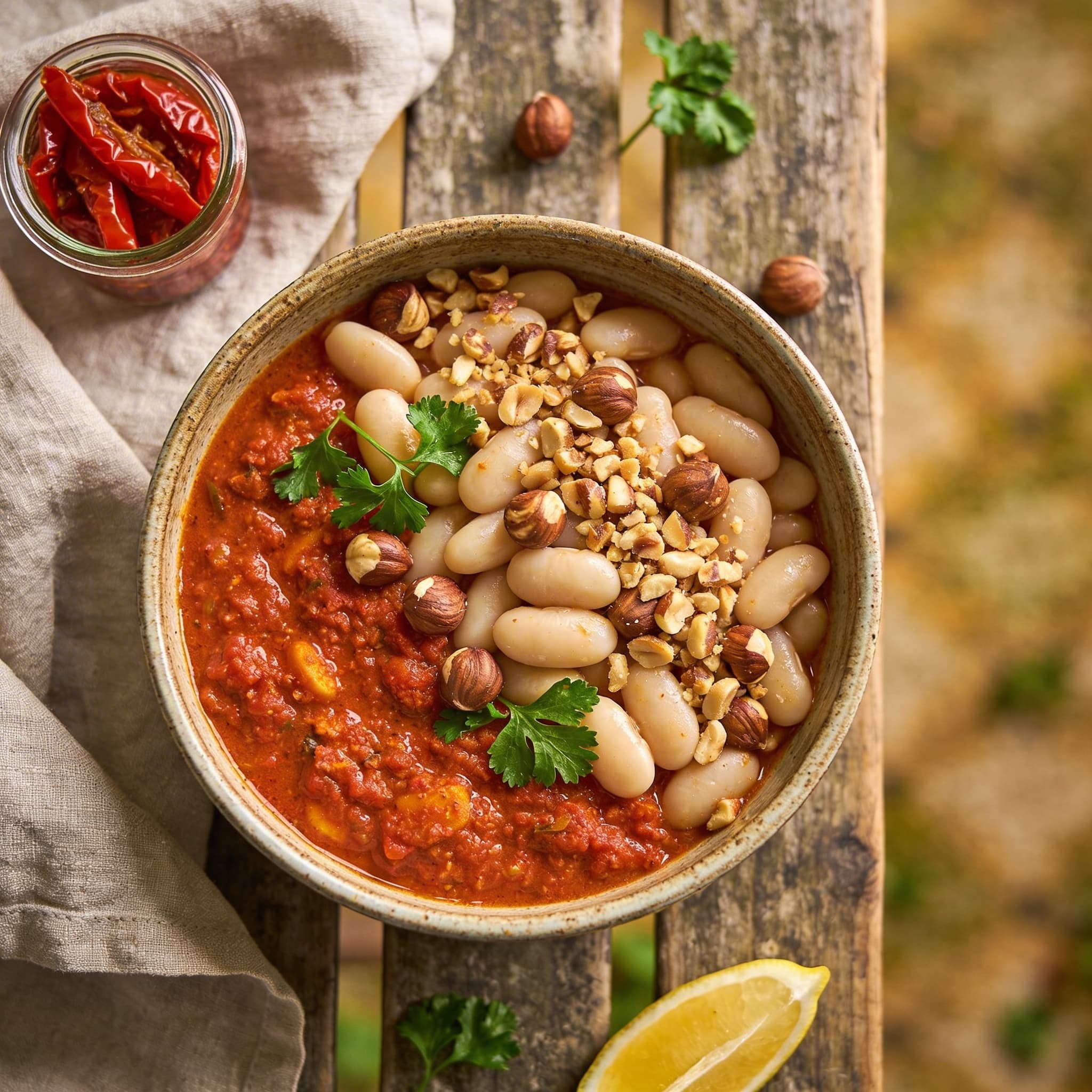 Würziger Bohneneintopf mit Haselnüssen