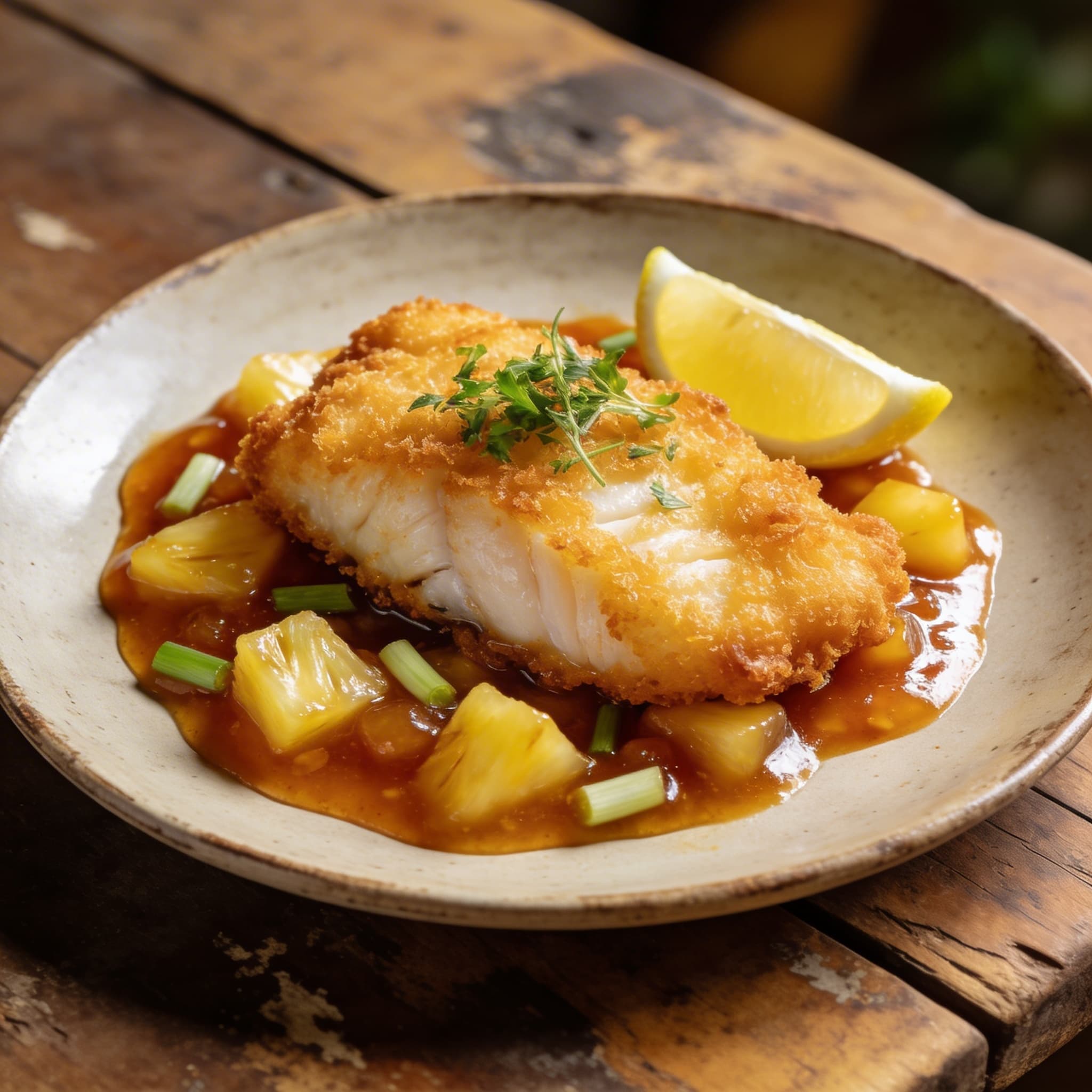 Knuspriges Fischfilet süß-sauer