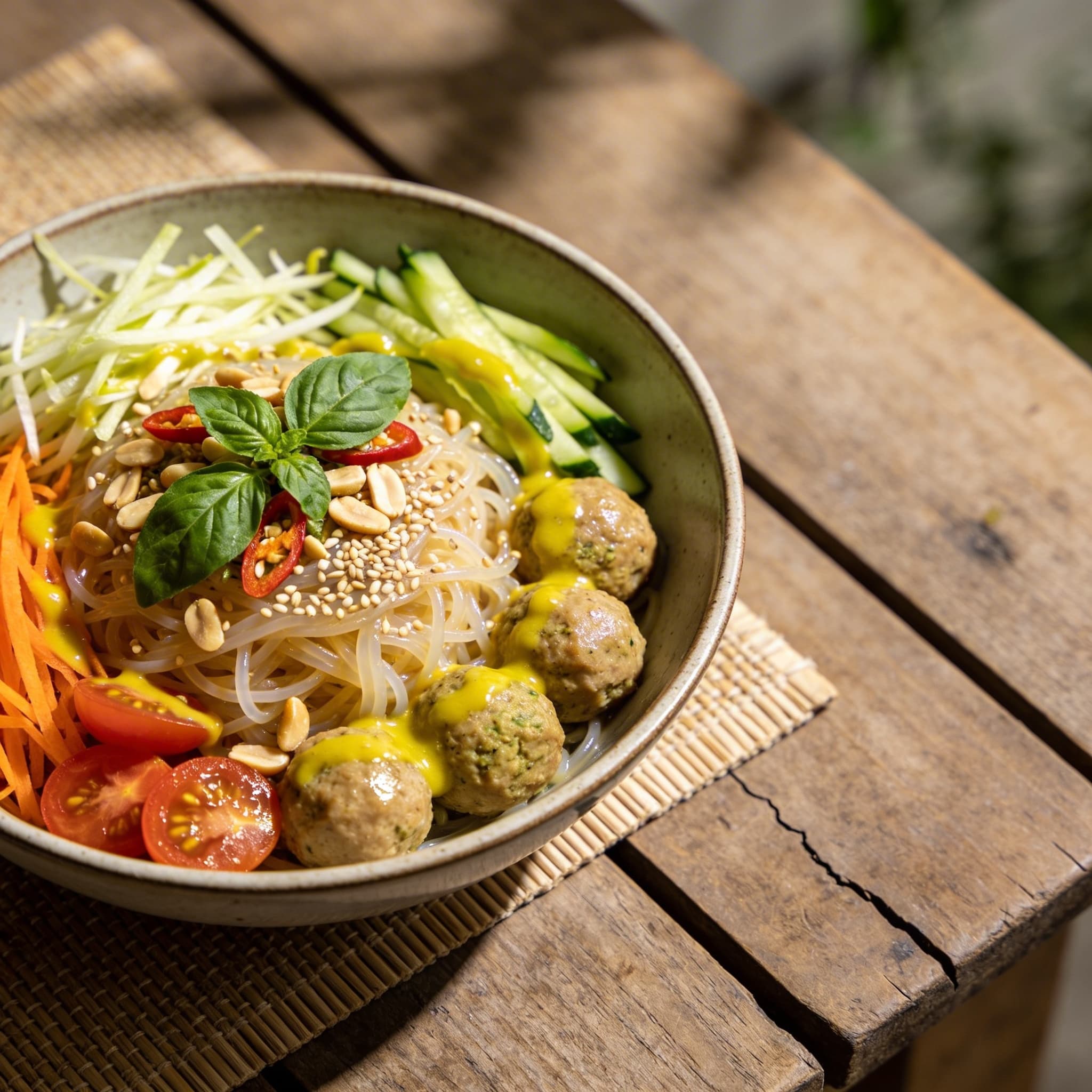 Vietnamesischer Reisnudelsalat mit Zitronengras