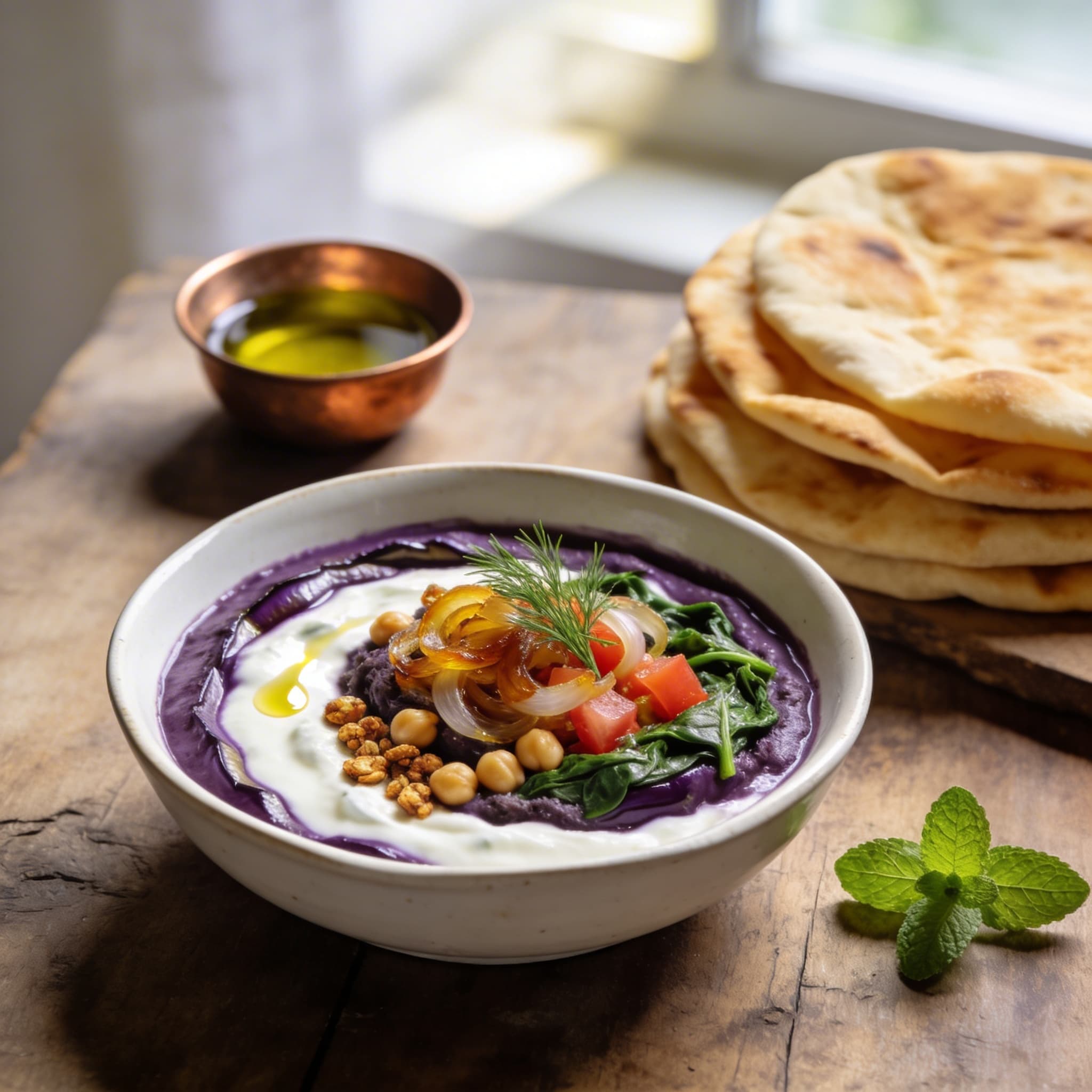 Cremiges Auberginen-Spinat-Borani