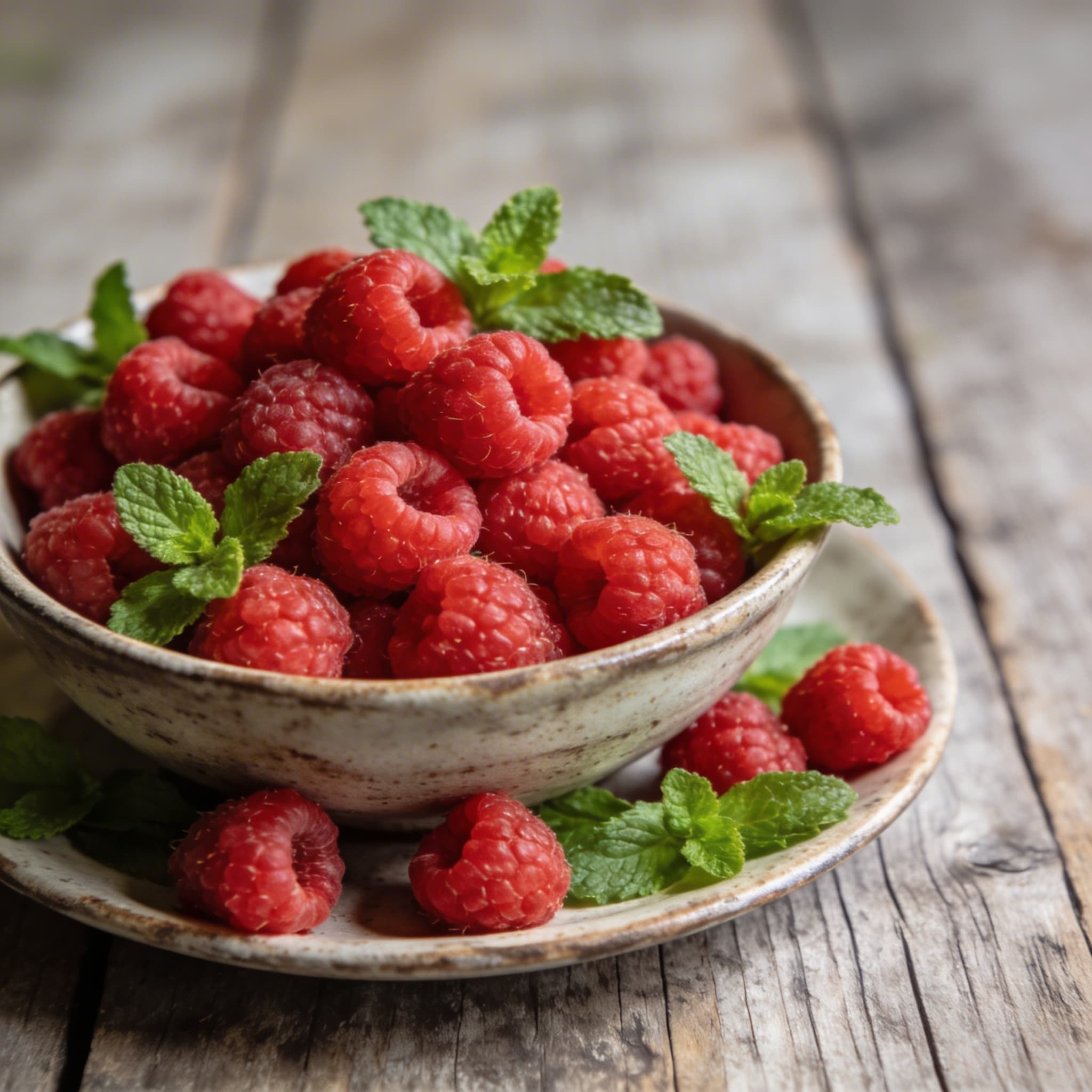 Frische aromatische Himbeeren