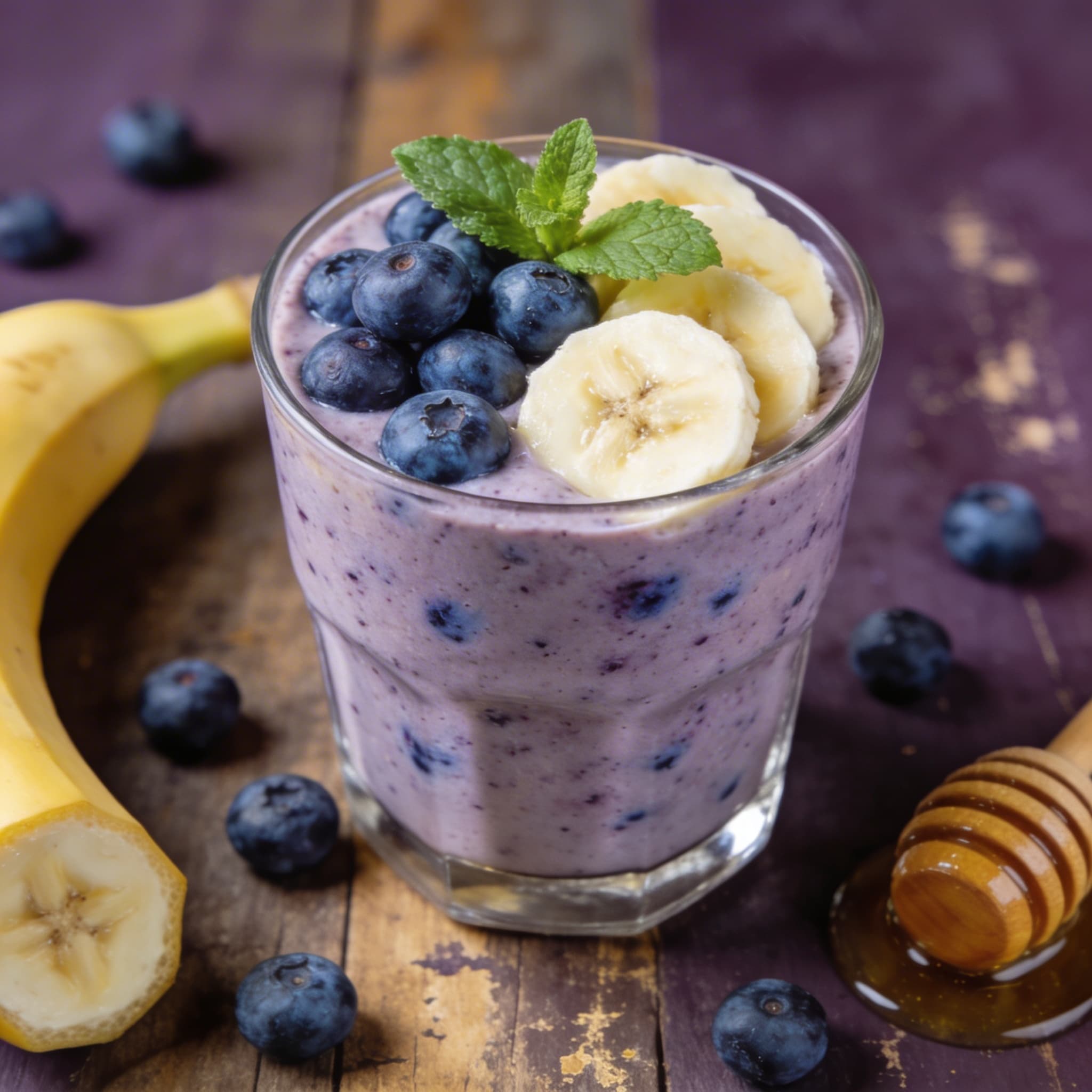 Cremiger Bananen-Blaubeer-Smoothie