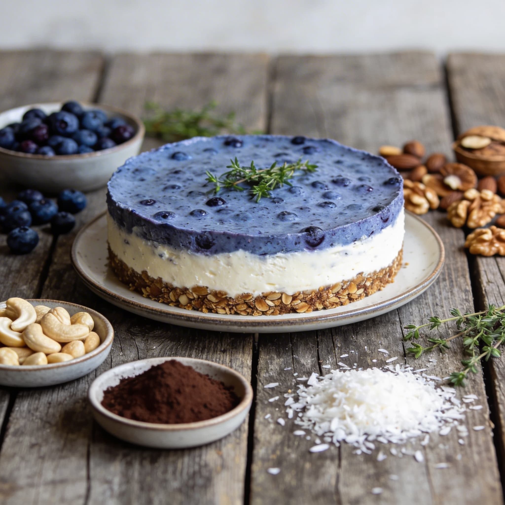 Cremiger Blaubeer-Cashew-Cheesecake