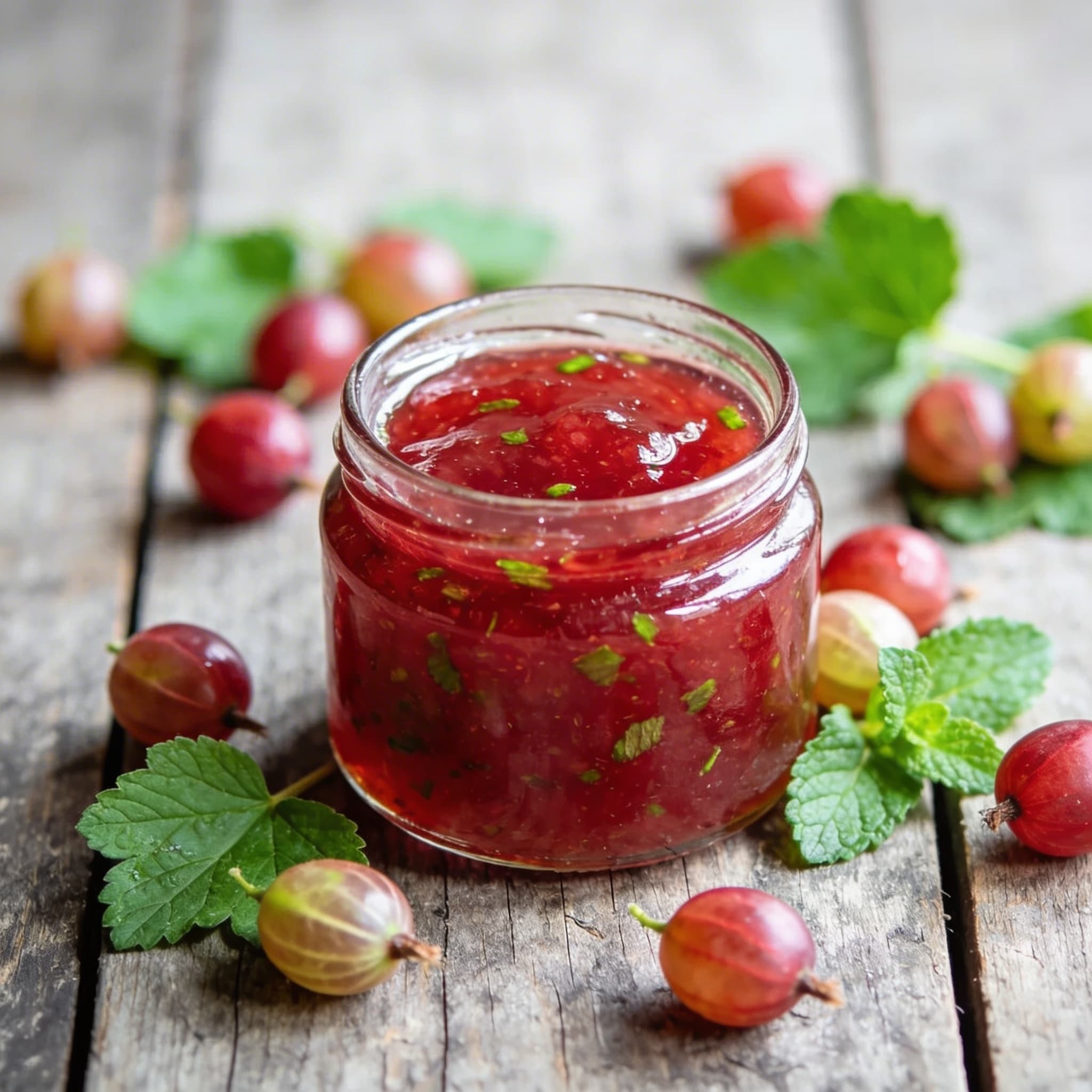 Hausgemachtes Stachelbeer-Minz-Gelee