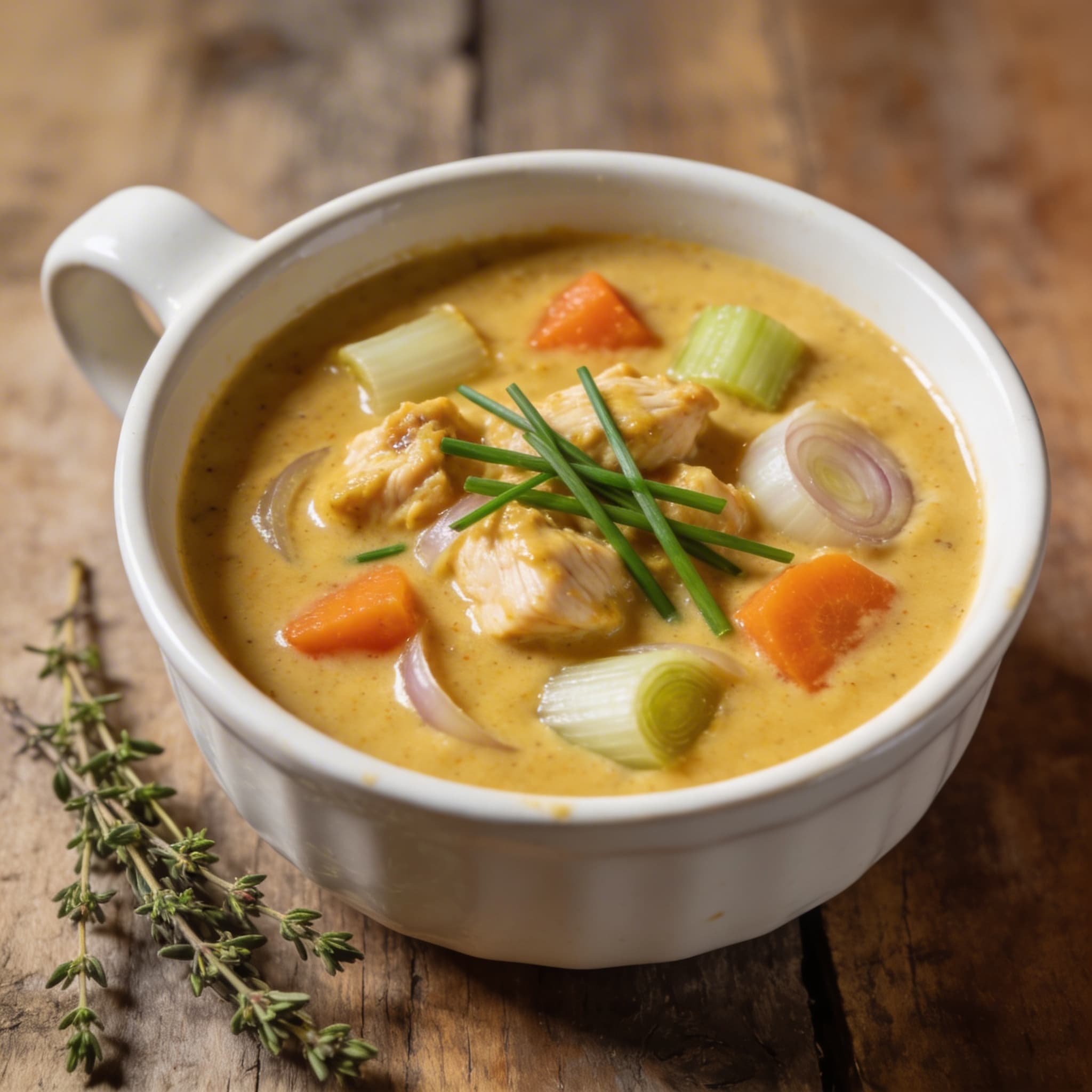 Cremige Hähnchen-Currysuppe