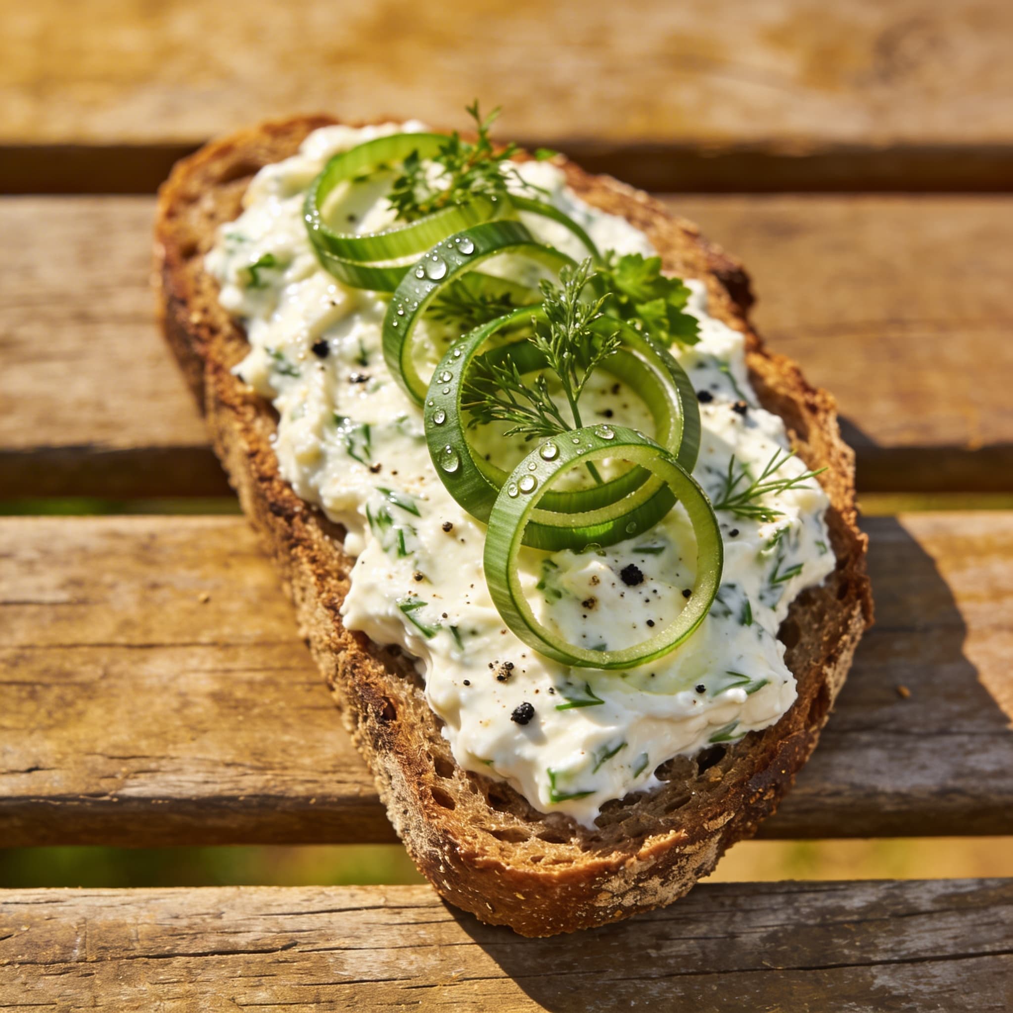 Frischer Schnittlauchquark auf Brot