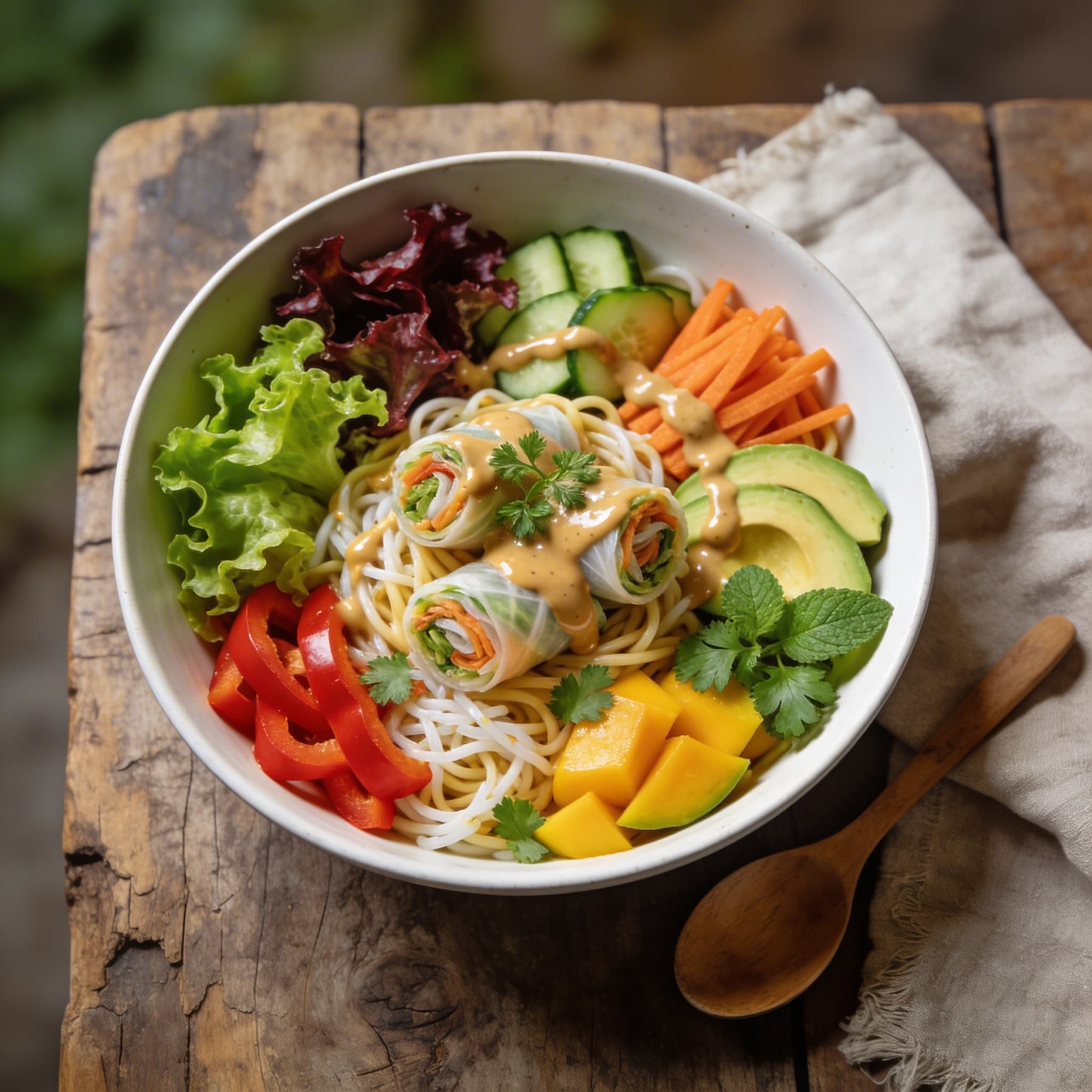 Frischer Sommerrollen Nudelsalat