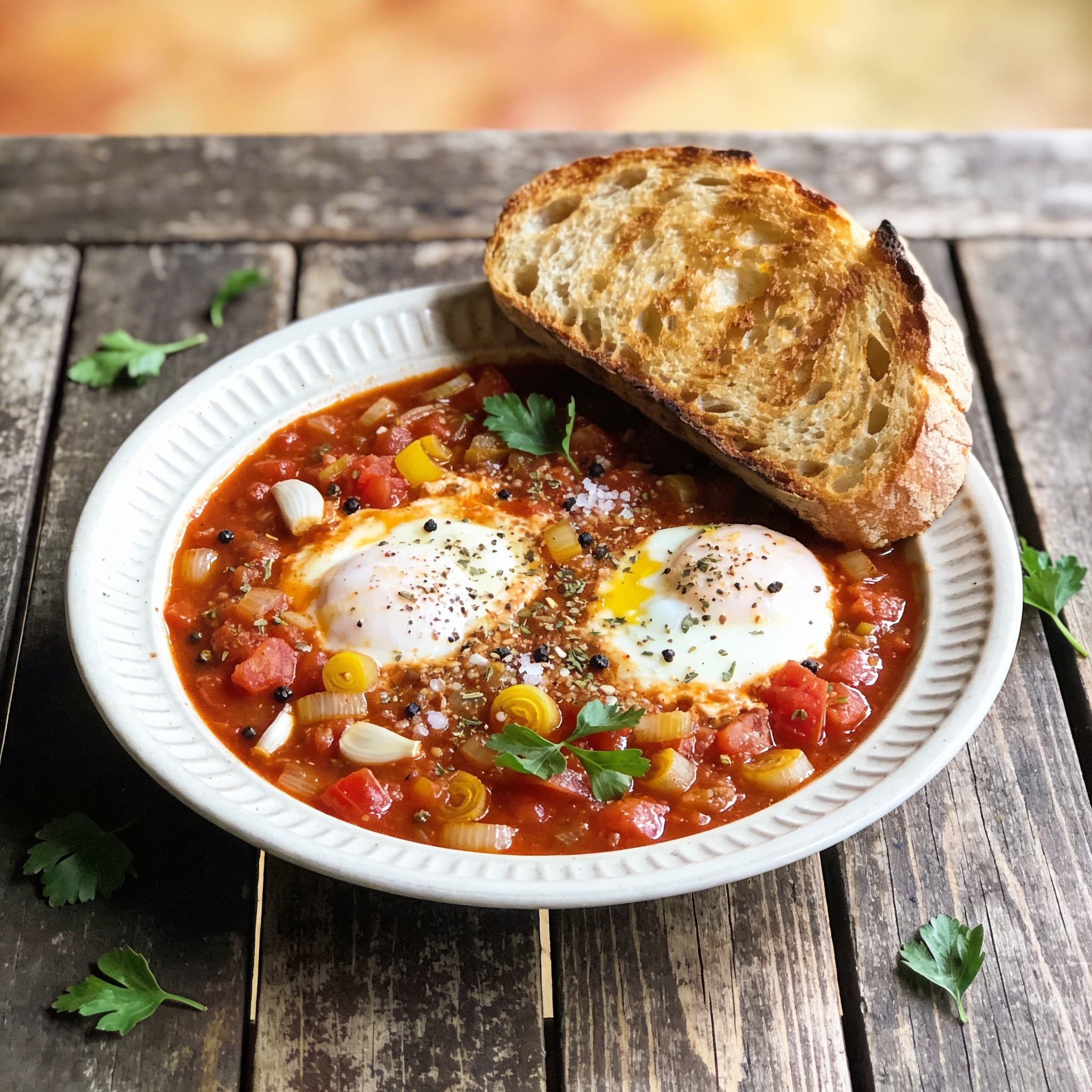 Pochierte Eier in Tomatensauce