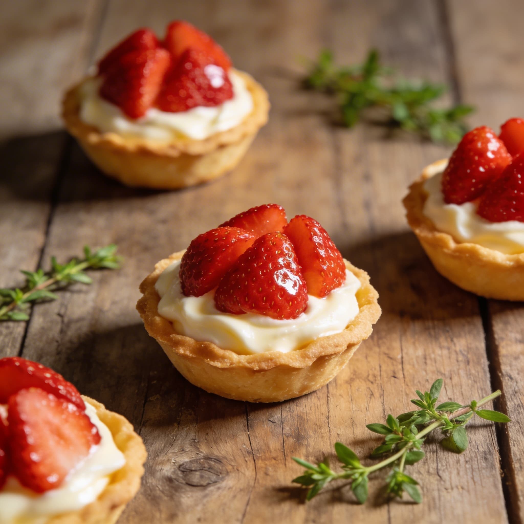 Fruchtige Erdbeertorteletts mit Vanillecreme